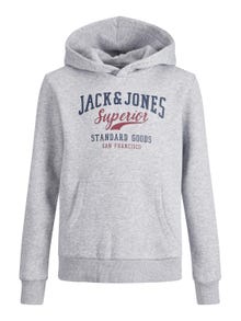 Jack & Jones Logo Hættetrøje Til drenge -Light Grey Melange - 12212287