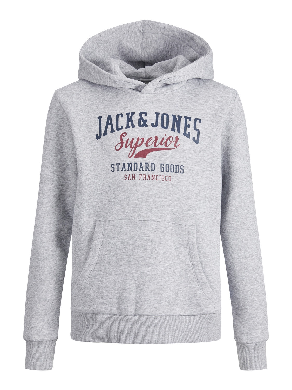 Jack & Jones Logo Kapuzenpullover Für jungs -Light Grey Melange - 12212287