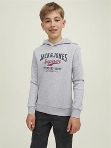 Jack & Jones Z logo Bluza z kapturem Dla chłopców -Light Grey Melange - 12212287