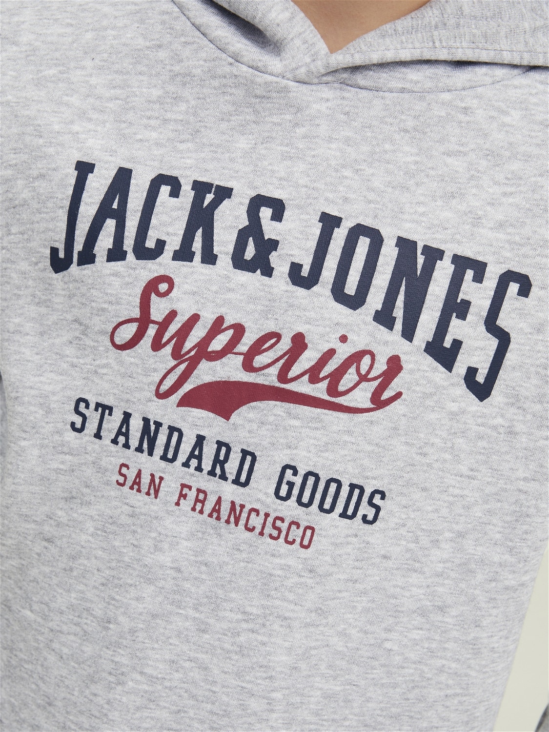 Jack & Jones Logo Kapuzenpullover Für jungs -Light Grey Melange - 12212287