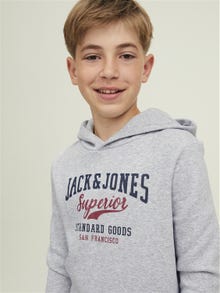 Jack & Jones Logo Hettegenser For gutter -Light Grey Melange - 12212287