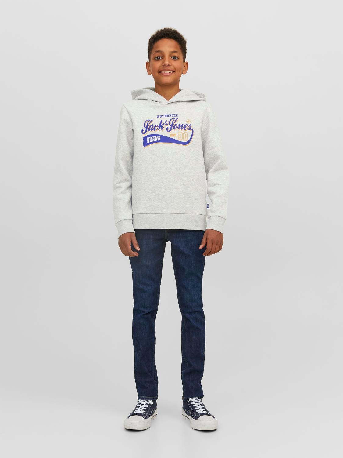 Jack & Jones Logó Kapucnis felső Ifjúsági -White Melange - 12212287