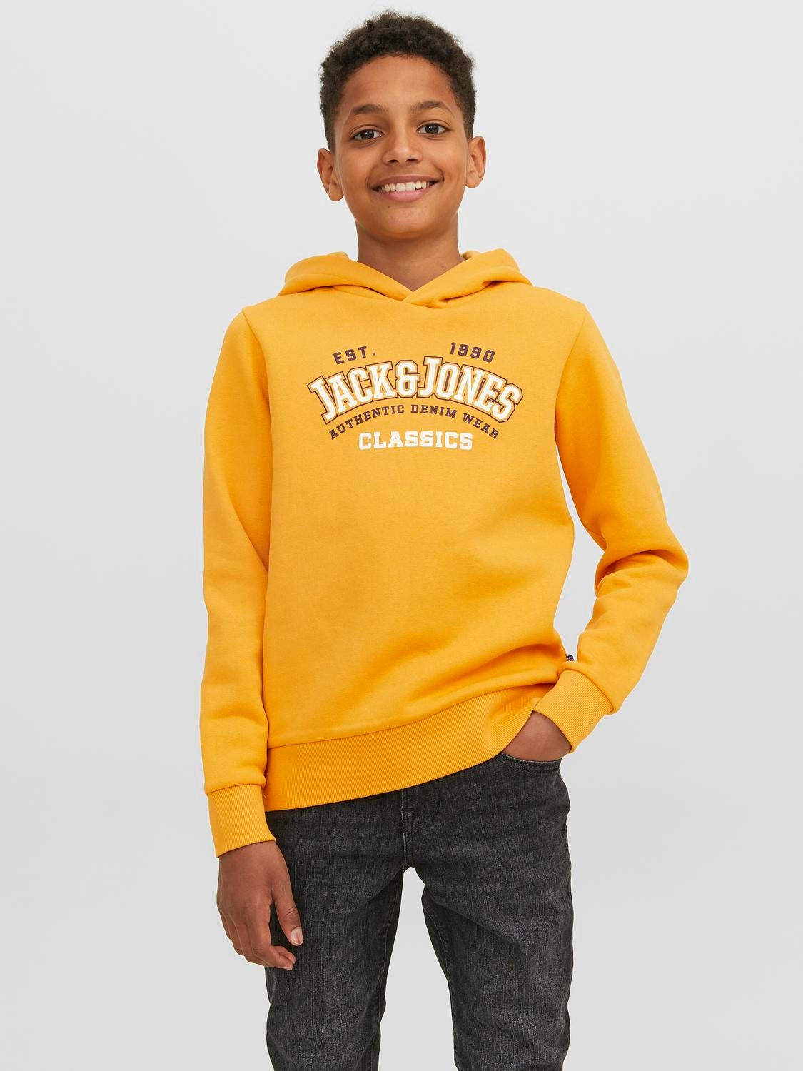 Jack and jones yellow hoodie on sale