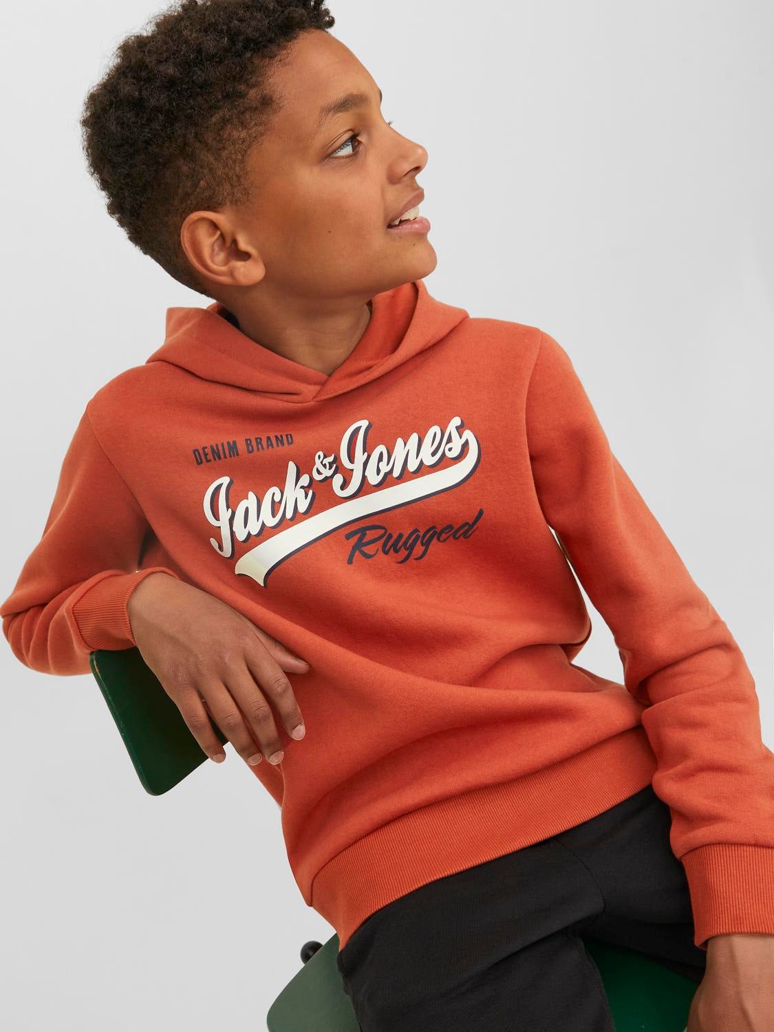 Sweat capuche Logo Pour les gar ons Rouge fonc Jack Jones