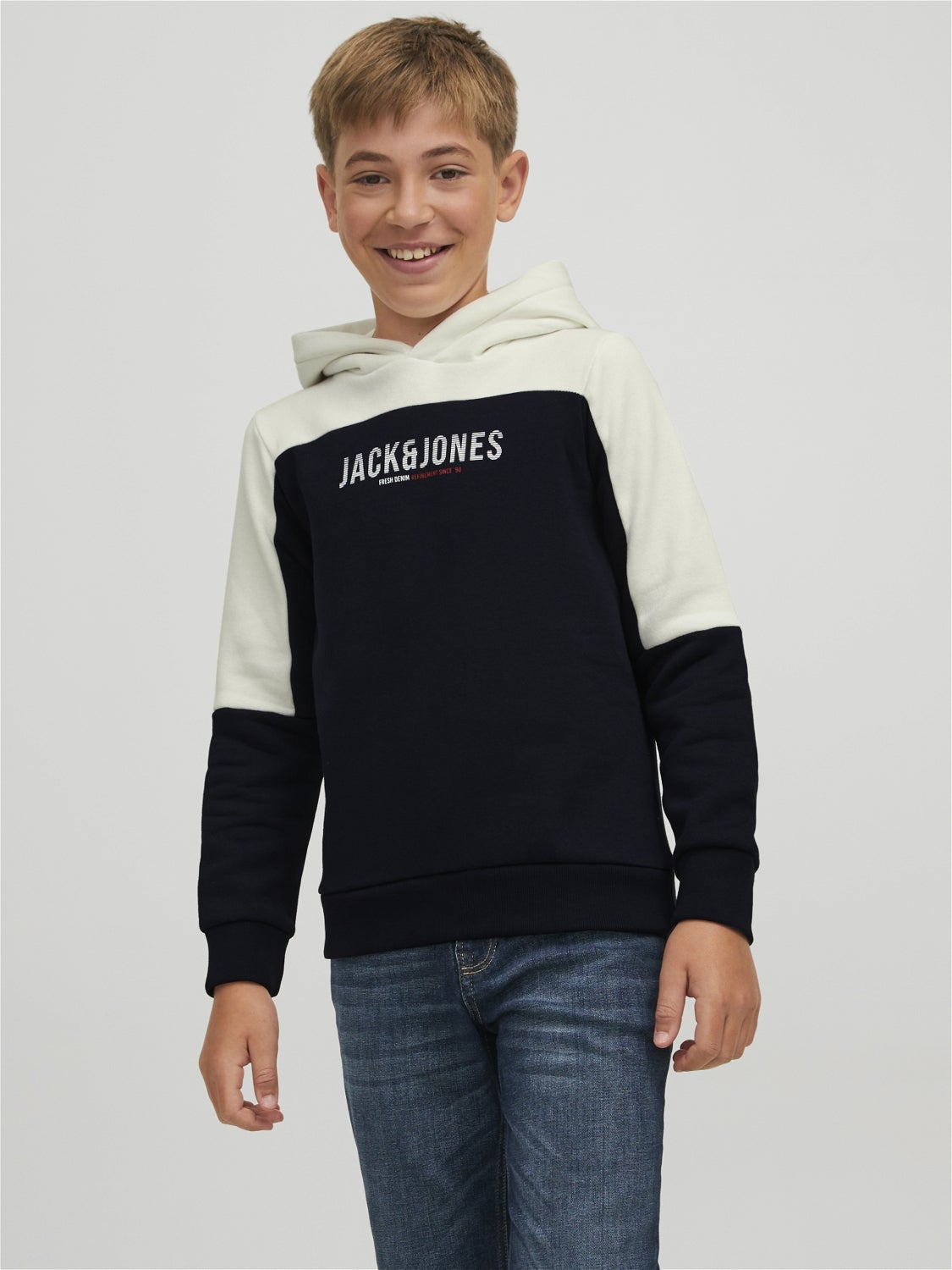 Oogverblindend gedragen grijs Logo Hoodie Voor jongens met 50% korting! | Jack & Jones®