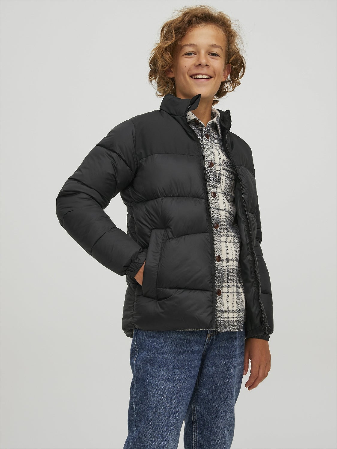 short melange down jacket