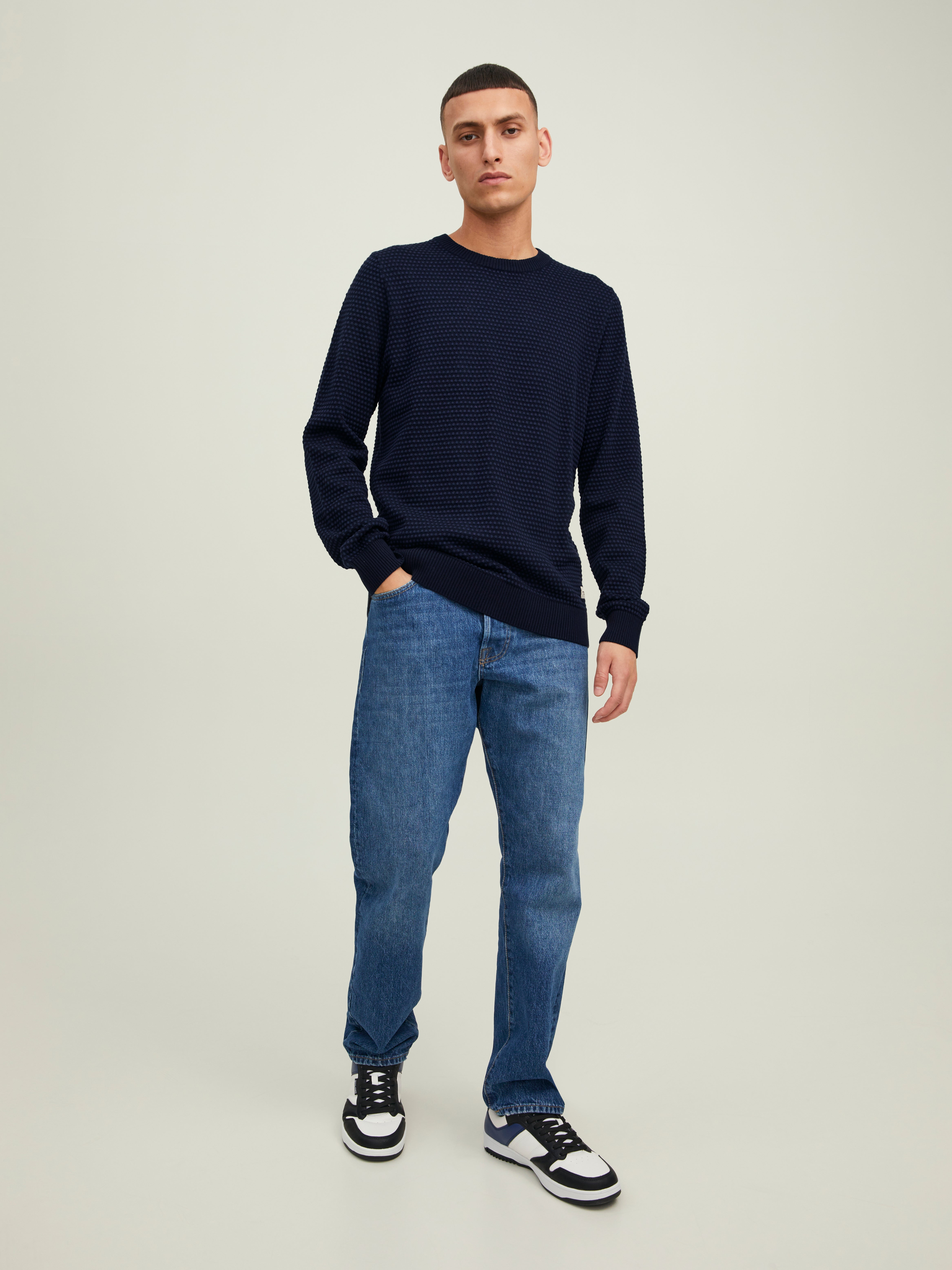 Einfarbig Strickpullover mit Rundhals | Dunkelblau | Jack & Jones®