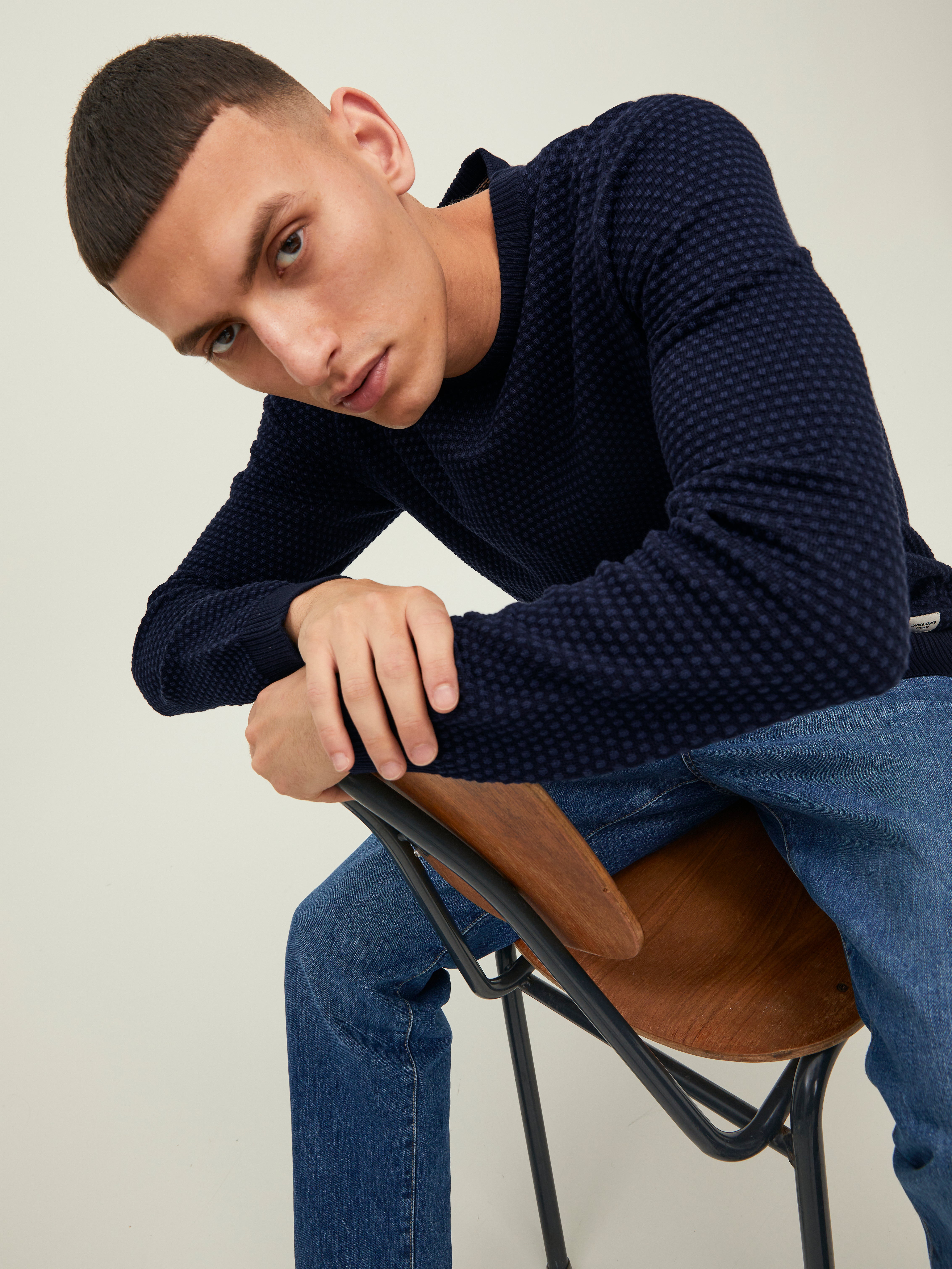 Einfarbig Strickpullover mit Rundhals | Dunkelblau | Jack & Jones®