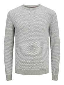Jack & Jones Enfärgat Crewneck Stickad tröja -Light Grey Melange - 12212816