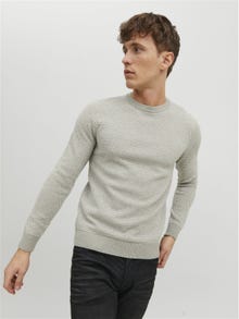 Jack & Jones Plain Knitted pullover -Light Grey Melange - 12212816