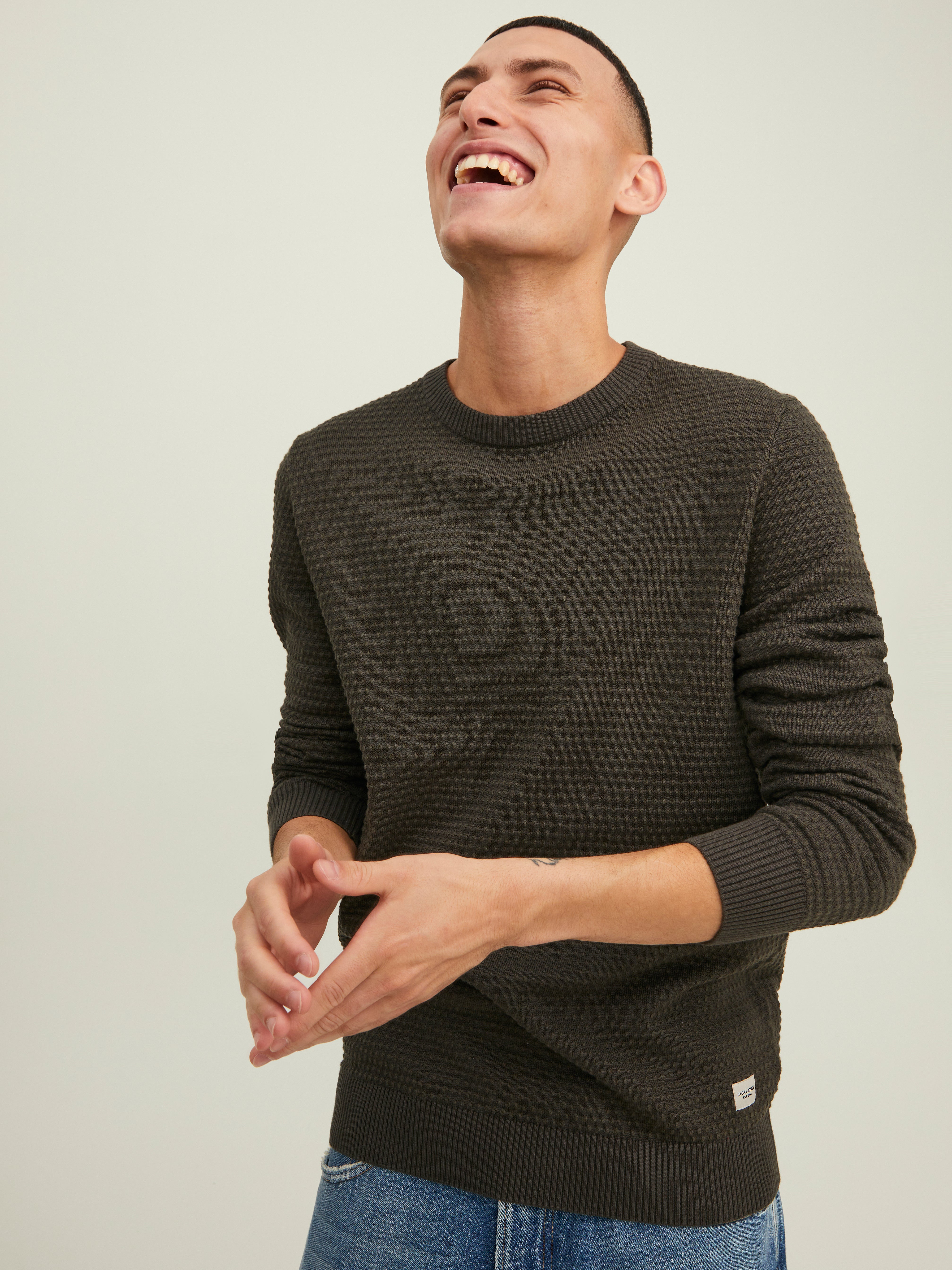 Crew neck Knitted Jumper | Dark Green 