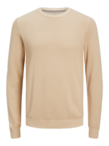Jack & Jones Plain Knitted pullover -Oatmeal - 12212816