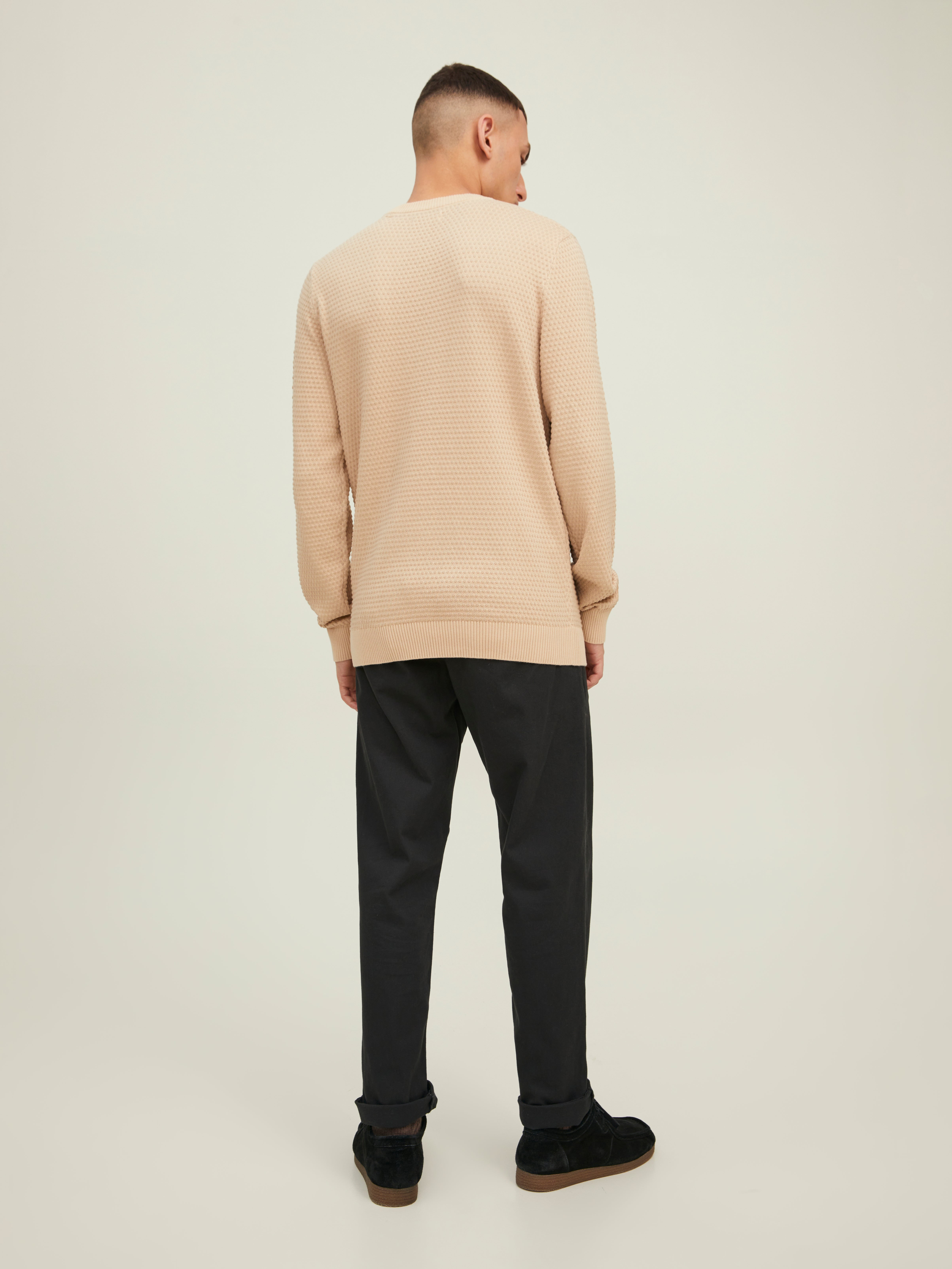 Einfarbig Strickpullover mit Rundhals | Beige | Jack & Jones®