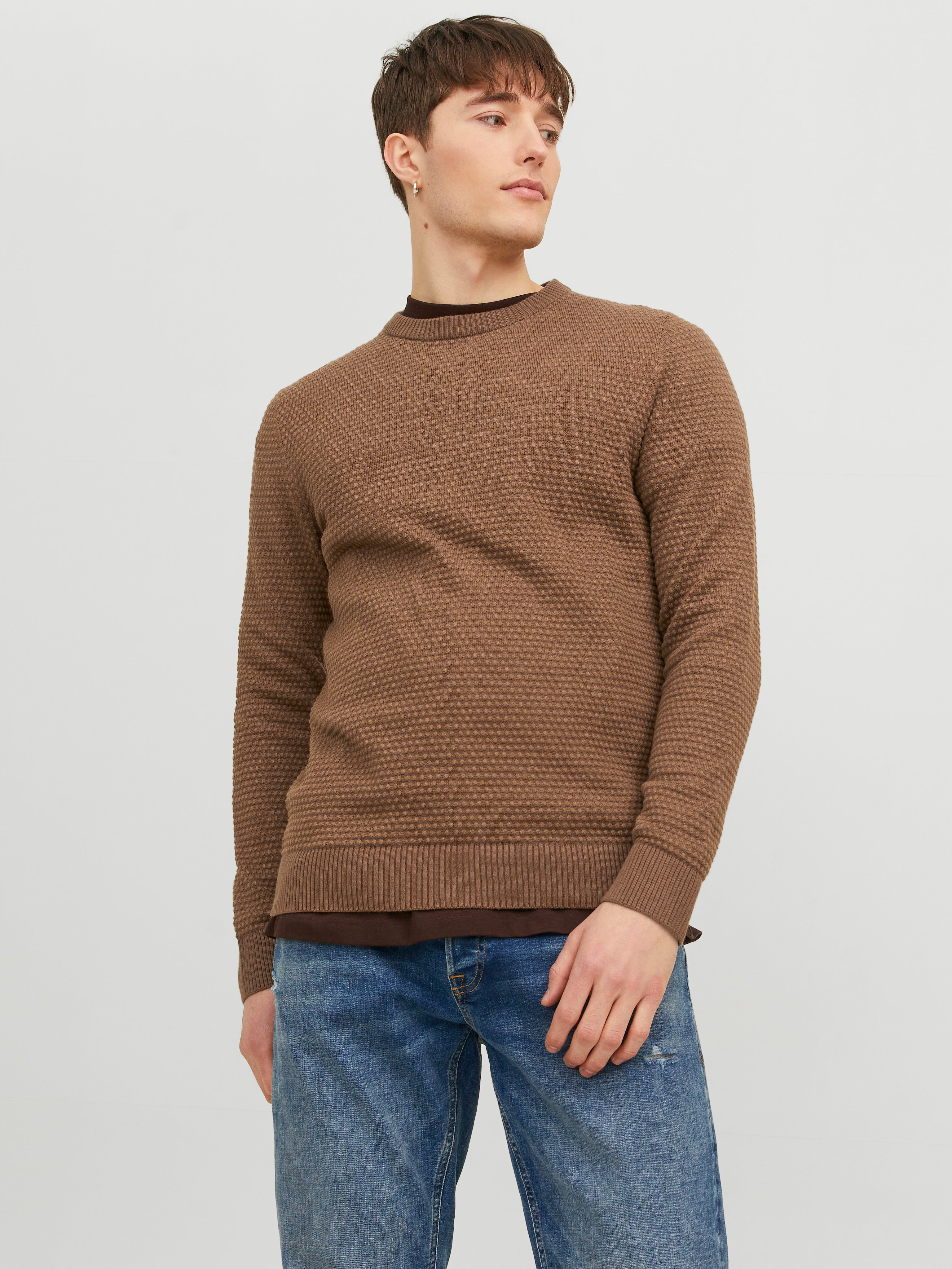 Crew neck Knitted pullover | Medium Brown | Jack u0026 Jones®