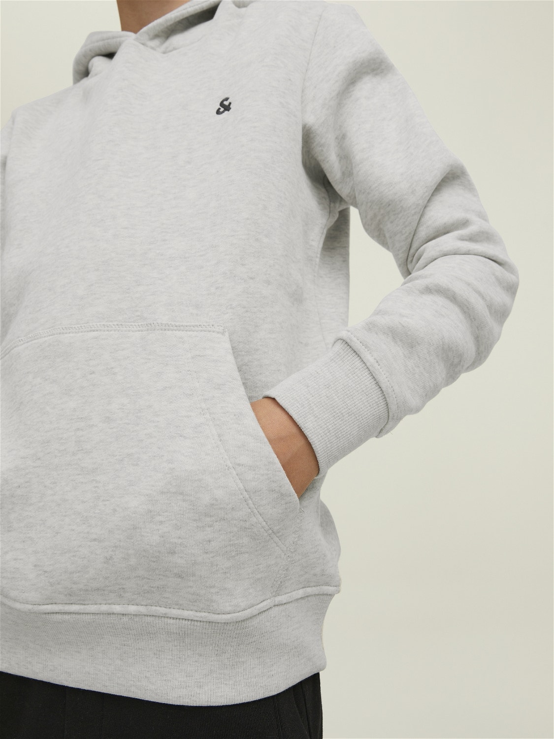 Jack & Jones Logo Hoodie For boys -White Melange - 12213100