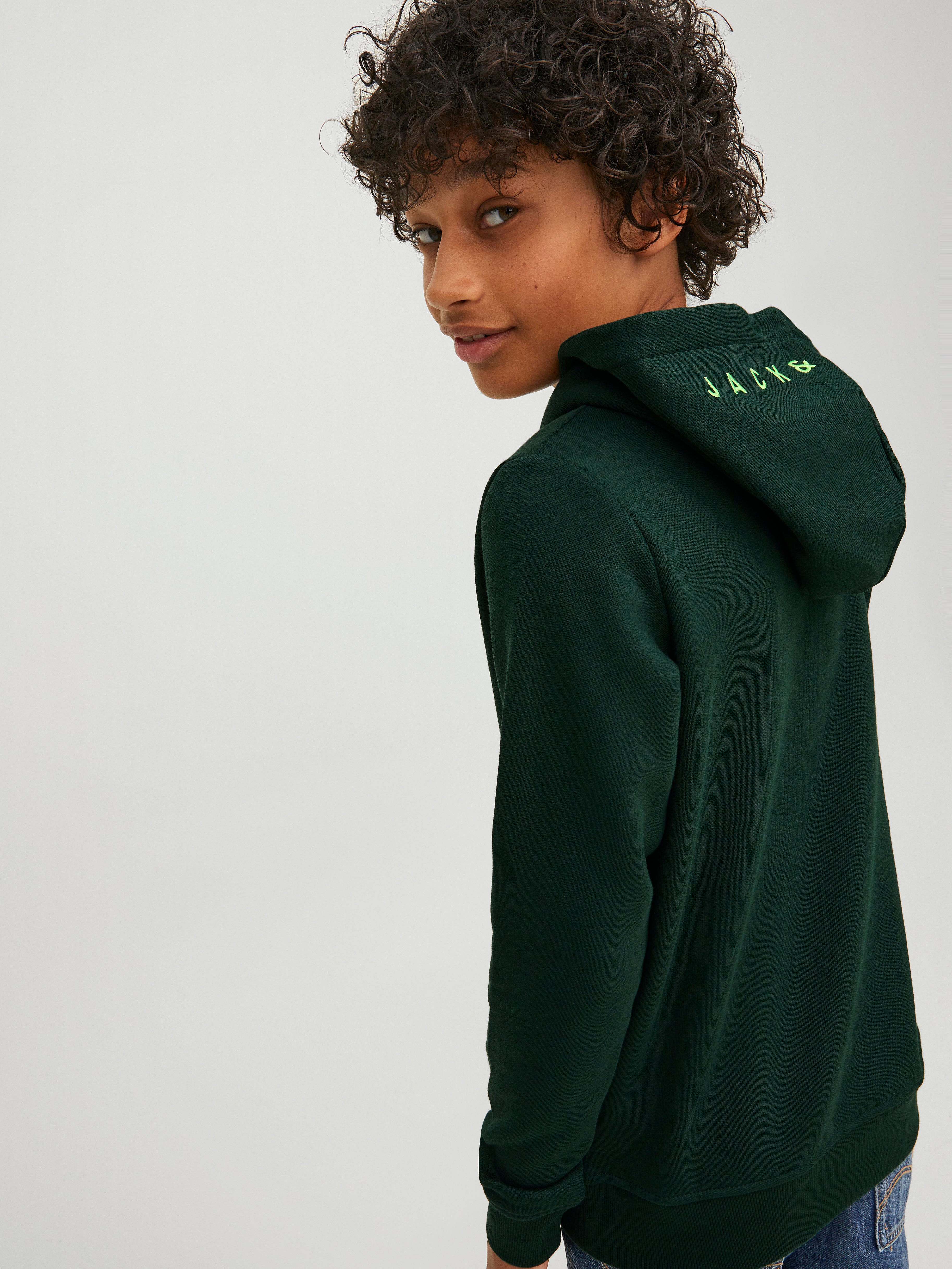 Logo Hoodie For boys Dark Green Jack Jones