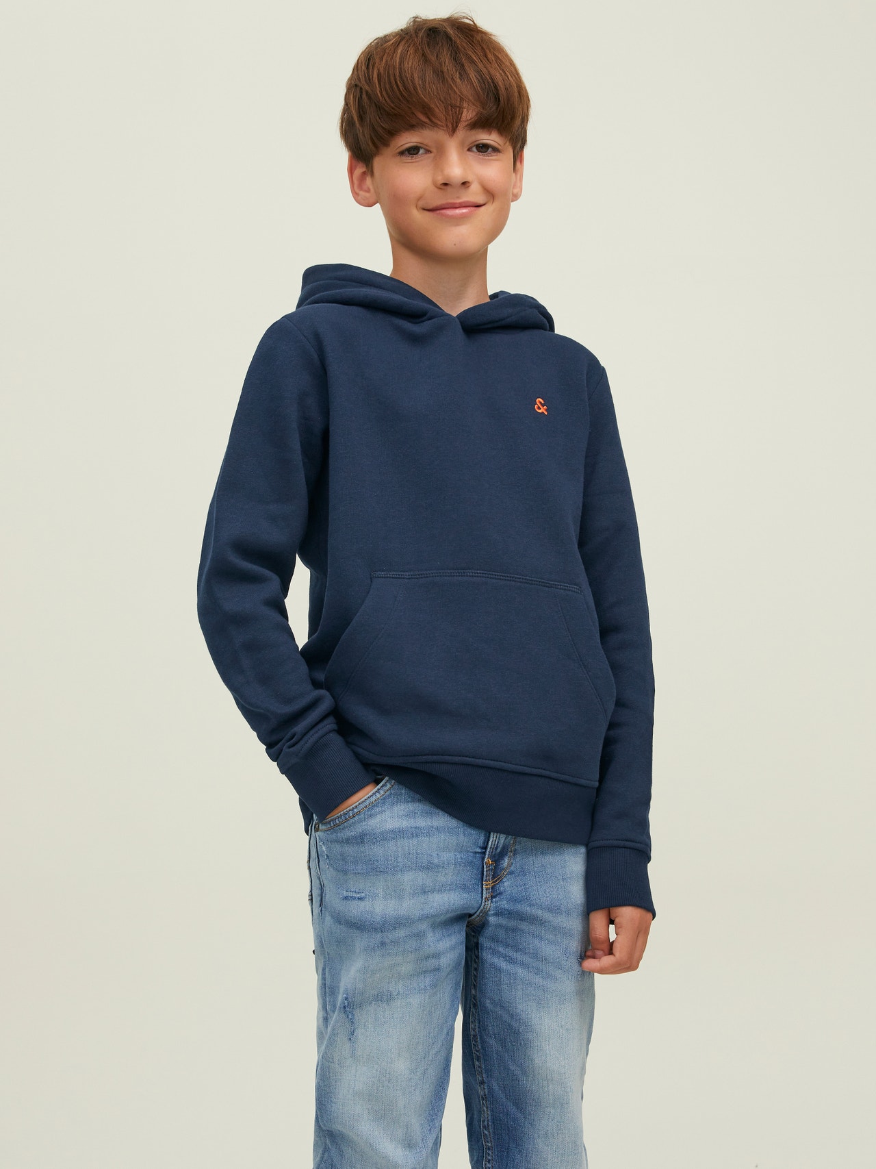 Jack & Jones Logo Hoodie For boys -Navy Blazer - 12213100