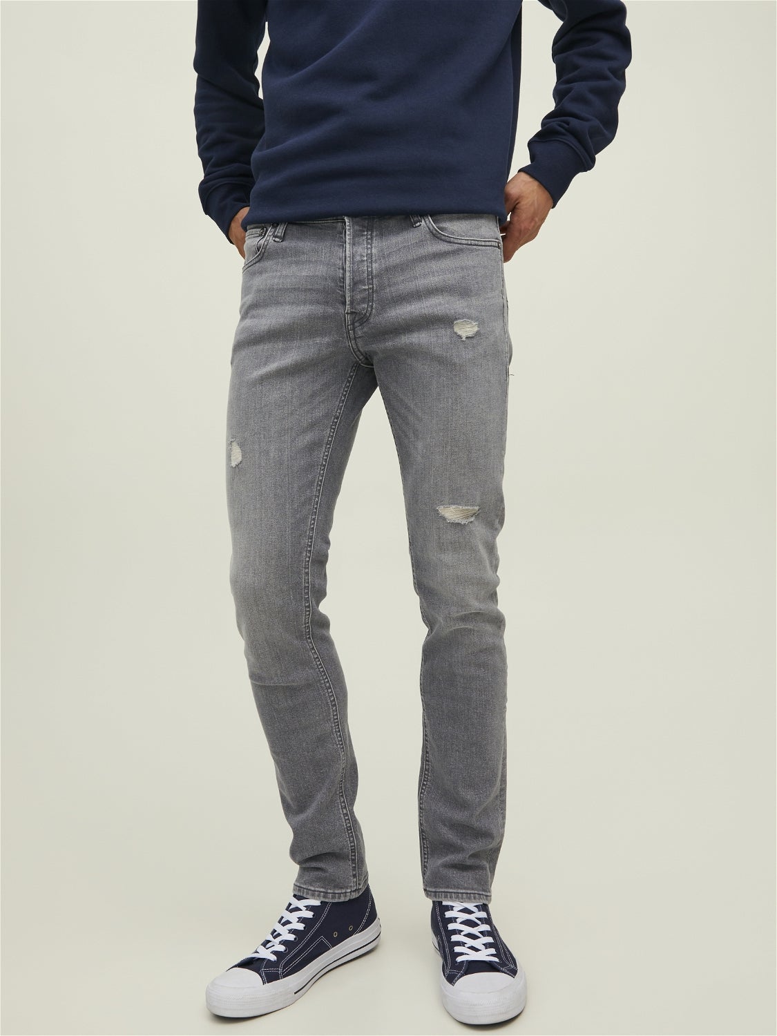 Jack & Jones Denim Coloured Slim Fit Jeans in Grau für Herren Herren Bekleidung Jeans Enge Jeans 