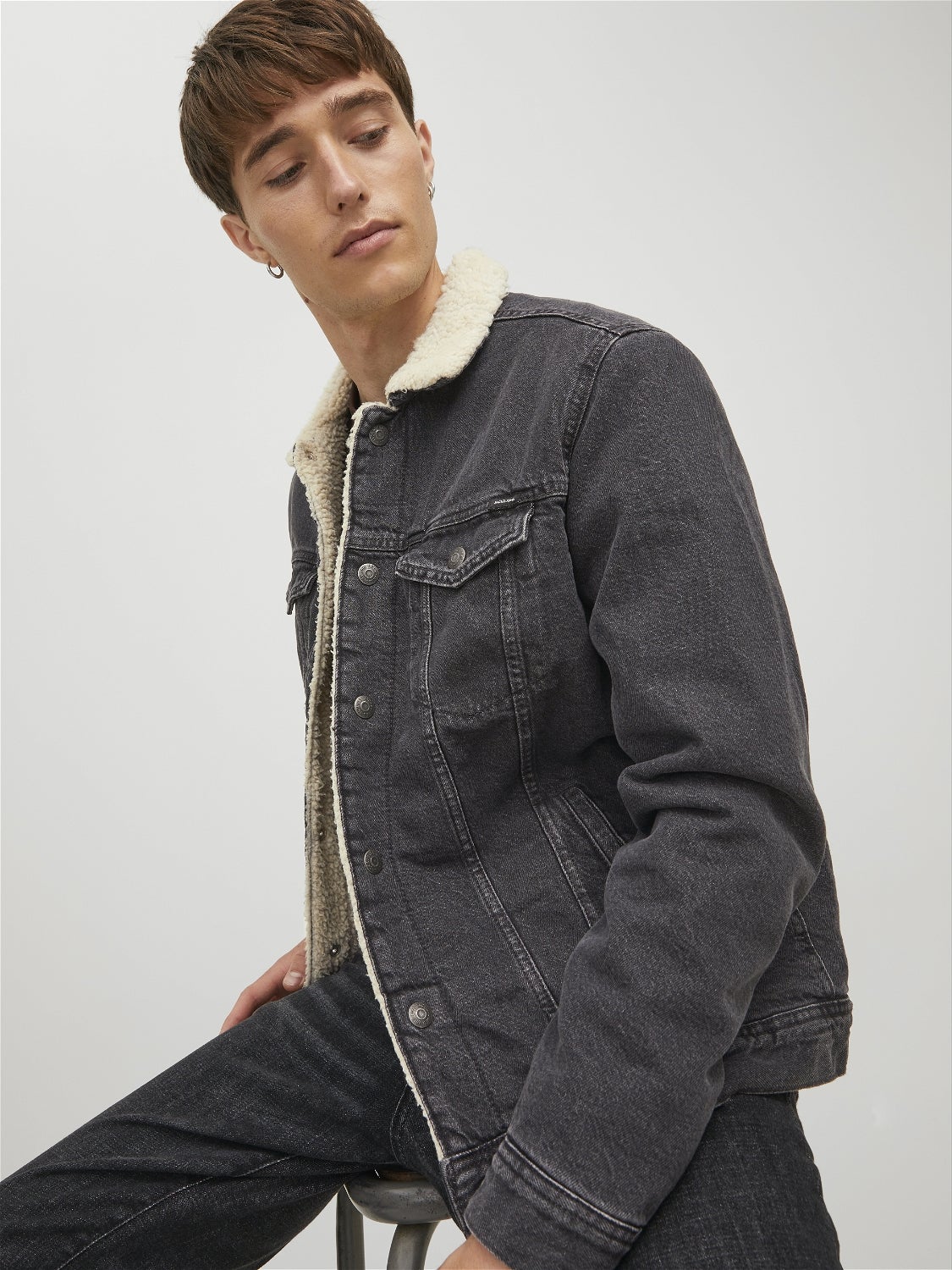 Mens wool outlet lined denim jacket