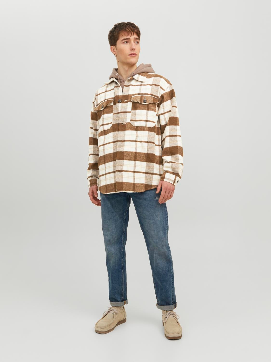Jack & Jones Regular Fit Geruit overhemd -Seal Brown - 12213480