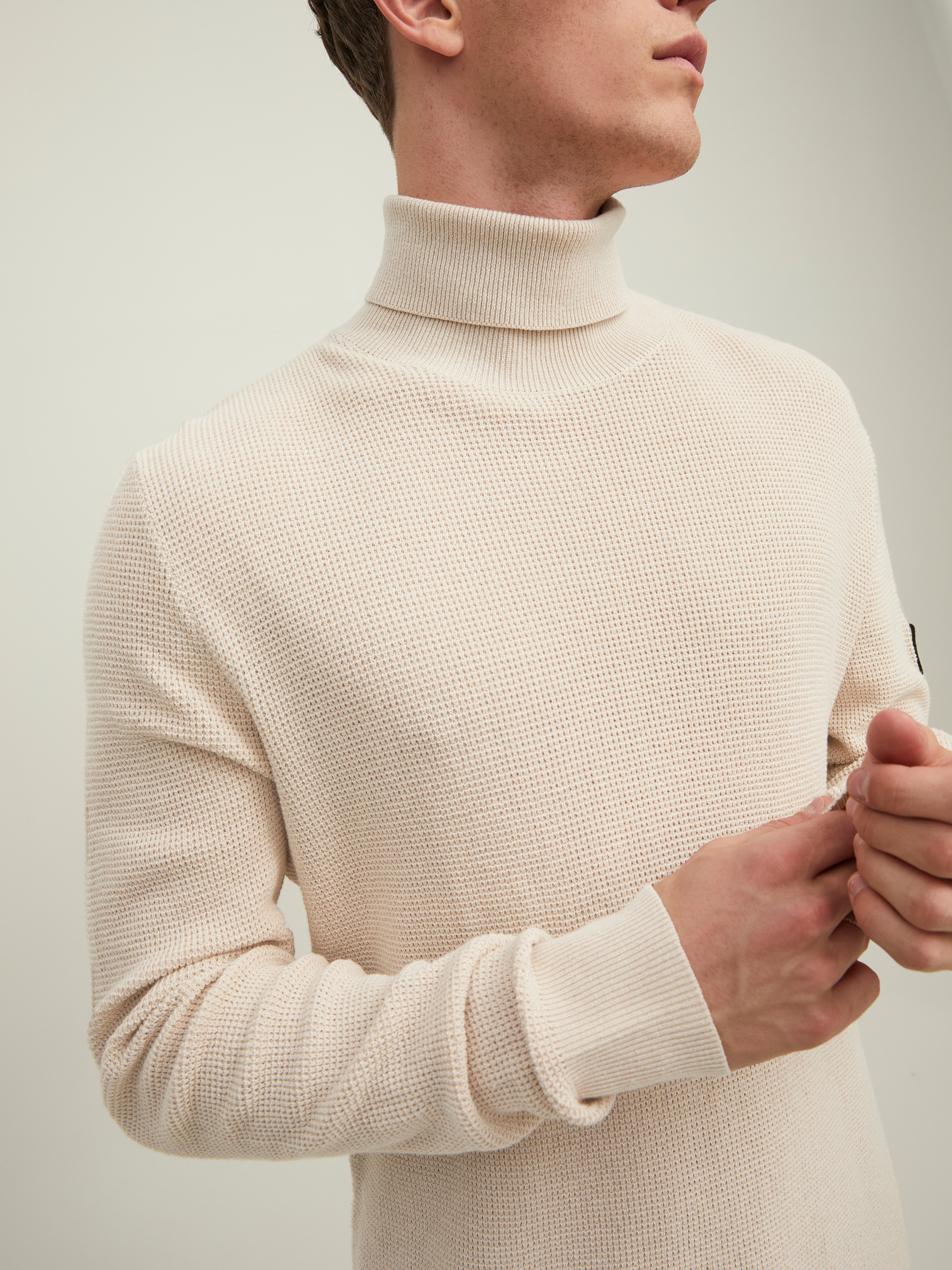 Waffle knit roll neck | Light Grey 