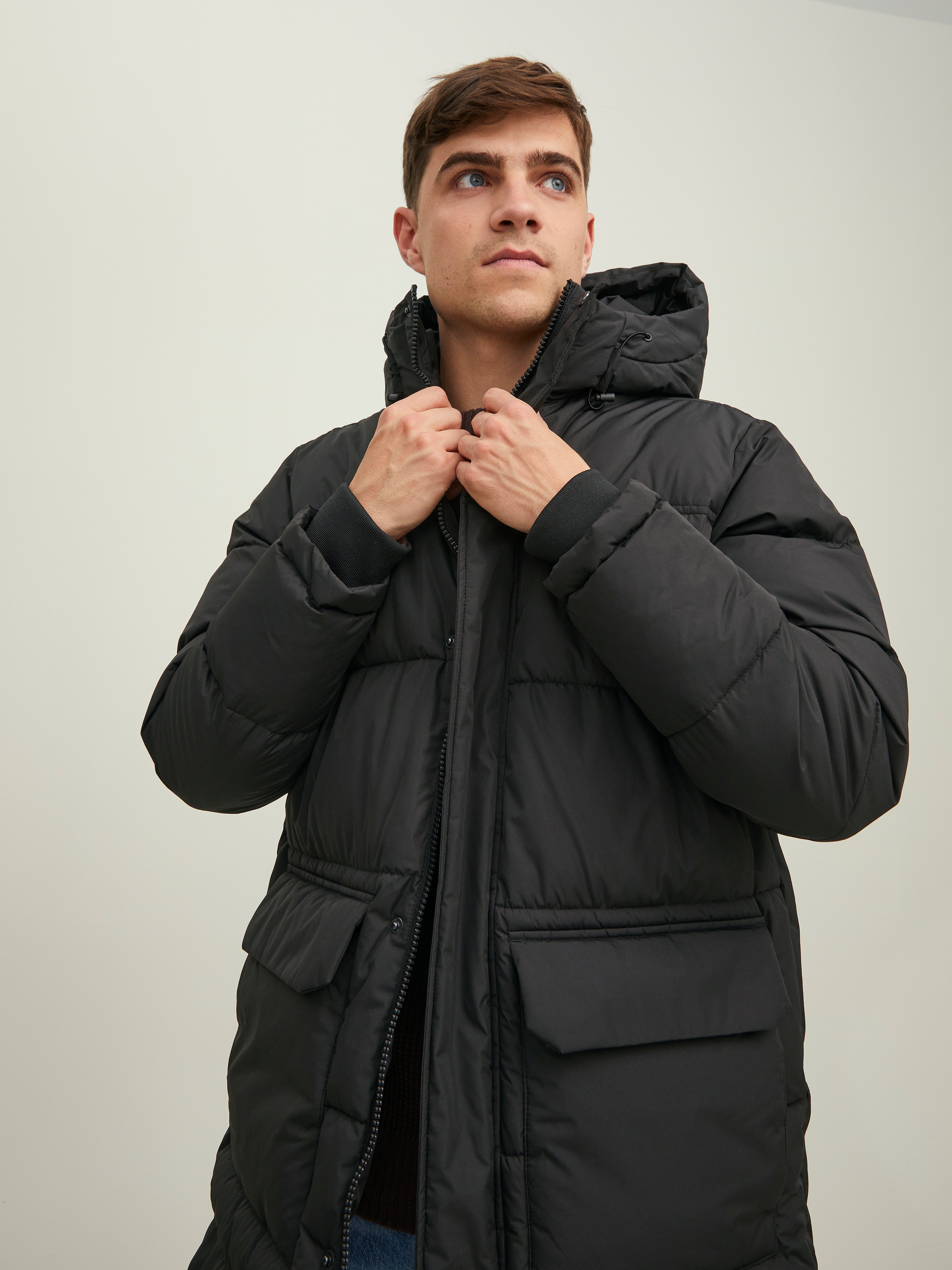 Long hooded Puffer Jacket with 20 