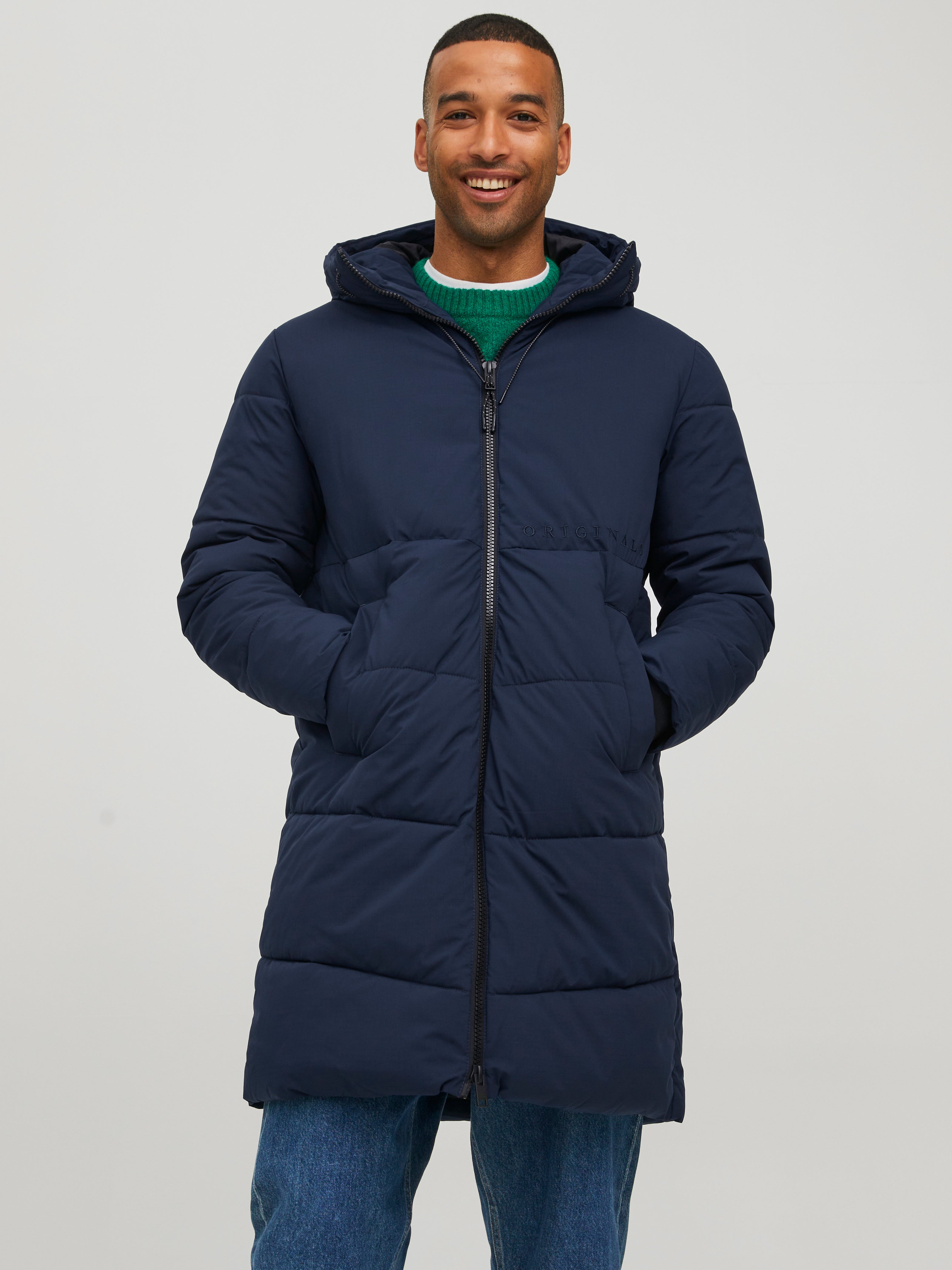 long navy puffer