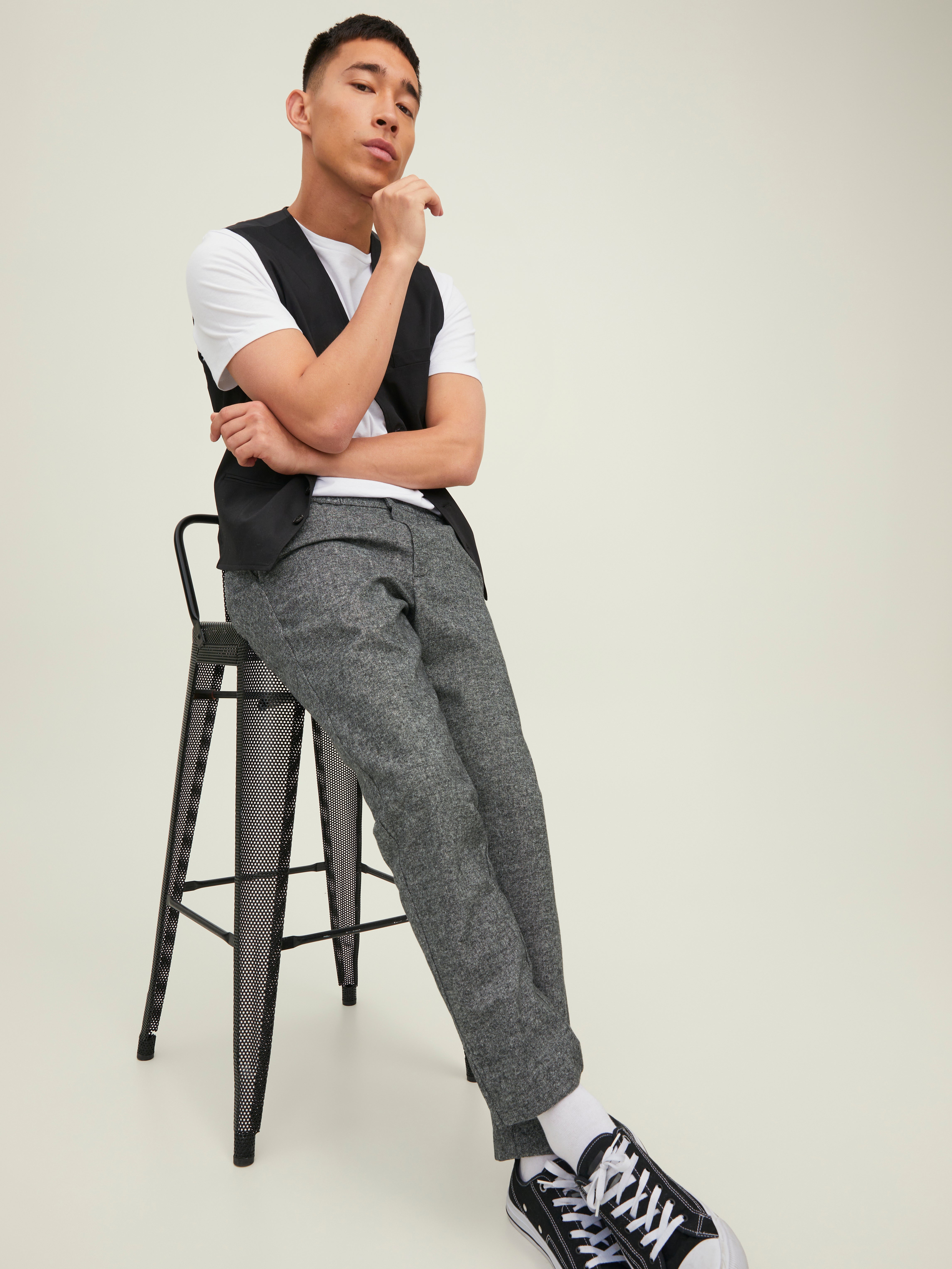 JPRTWEED Slim Fit Tailored Trousers | Medium Grey | Jack & Jones®