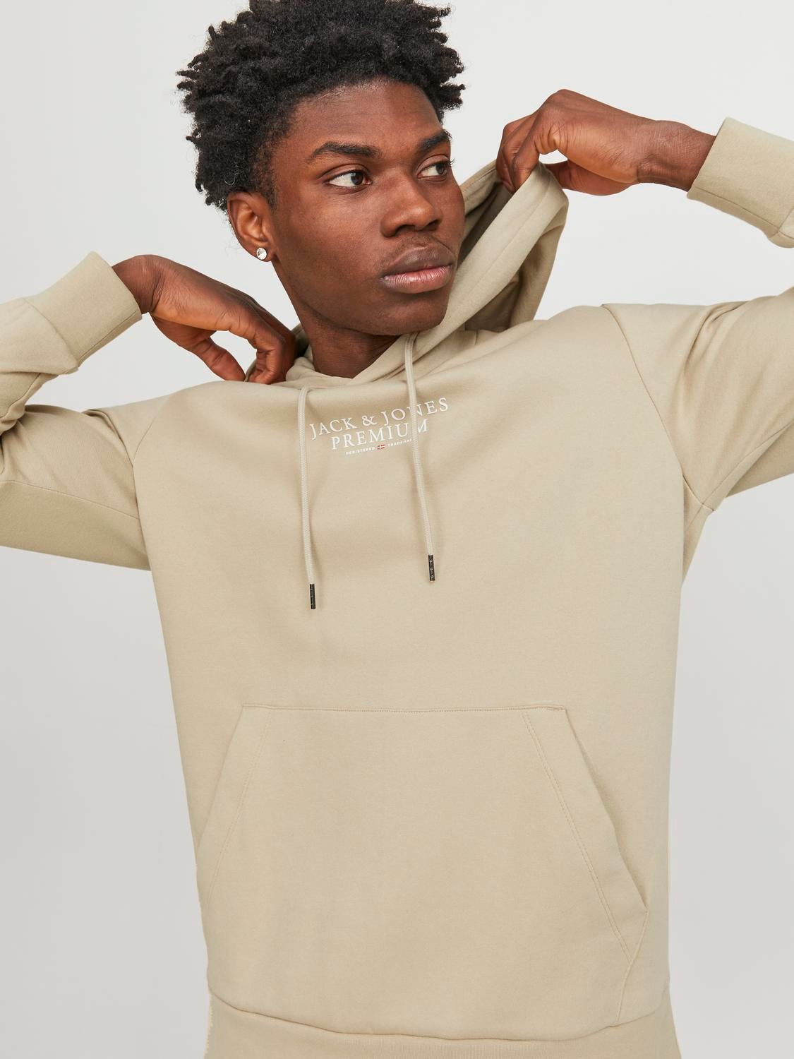 Logo Hoodie Beige Jack Jones