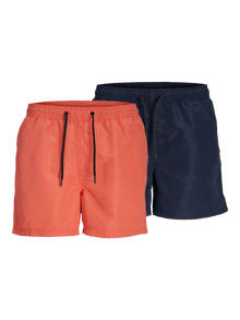 Jack & Jones 2-pak Regular Fit Badeshorts -Hot Coral - 12216434