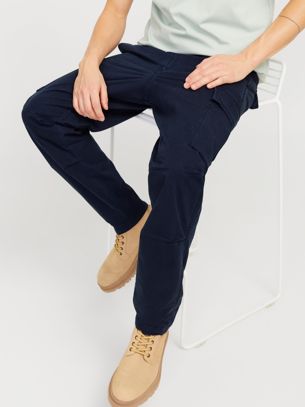 Jack & Jones Paul Flake Cargo Trousers – Men's Tapered Fit, Stretch Cotton Blend