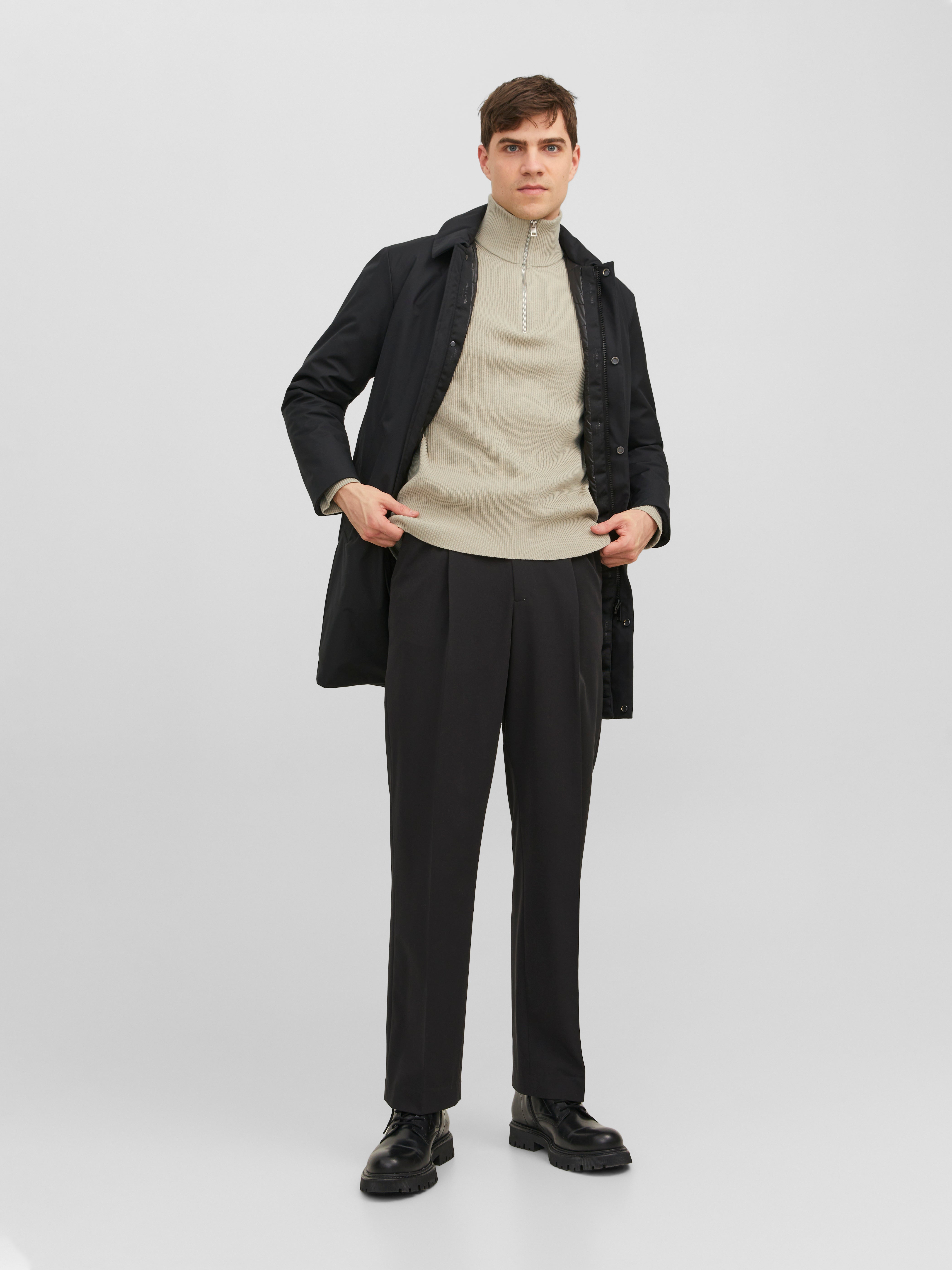 30% Rabatt auf Einfarbig Strickpullover mit Halber Reißverschluss  