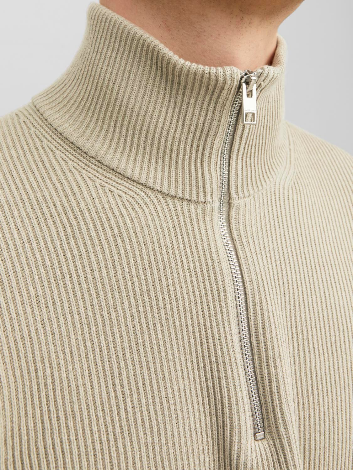 Plain Half Zip Jumper Beige Jack Jones