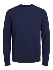 Jack & Jones Enfärgat Crewneck Stickad tröja -Maritime Blue - 12216799