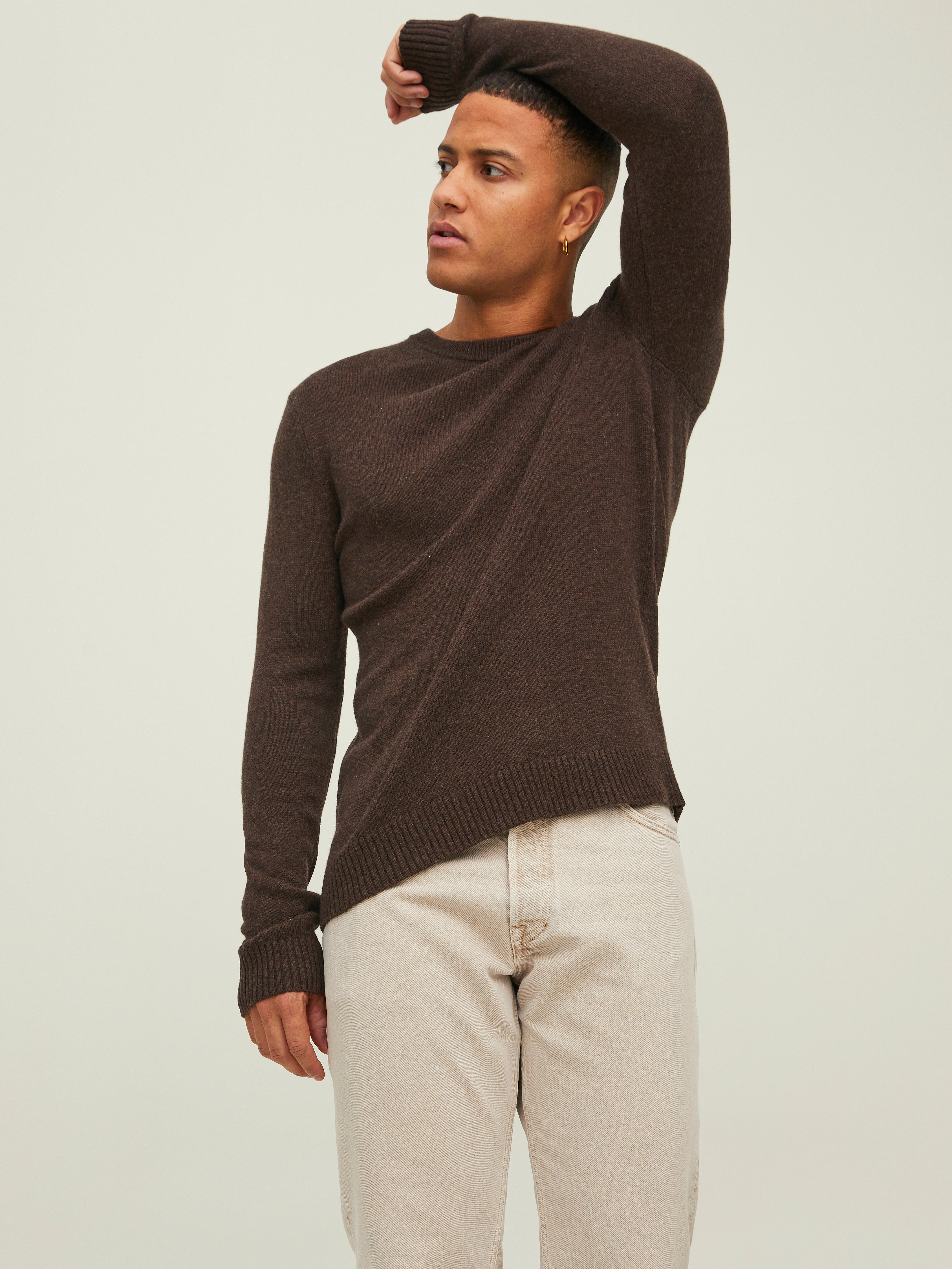 Einfarbig Strickpullover