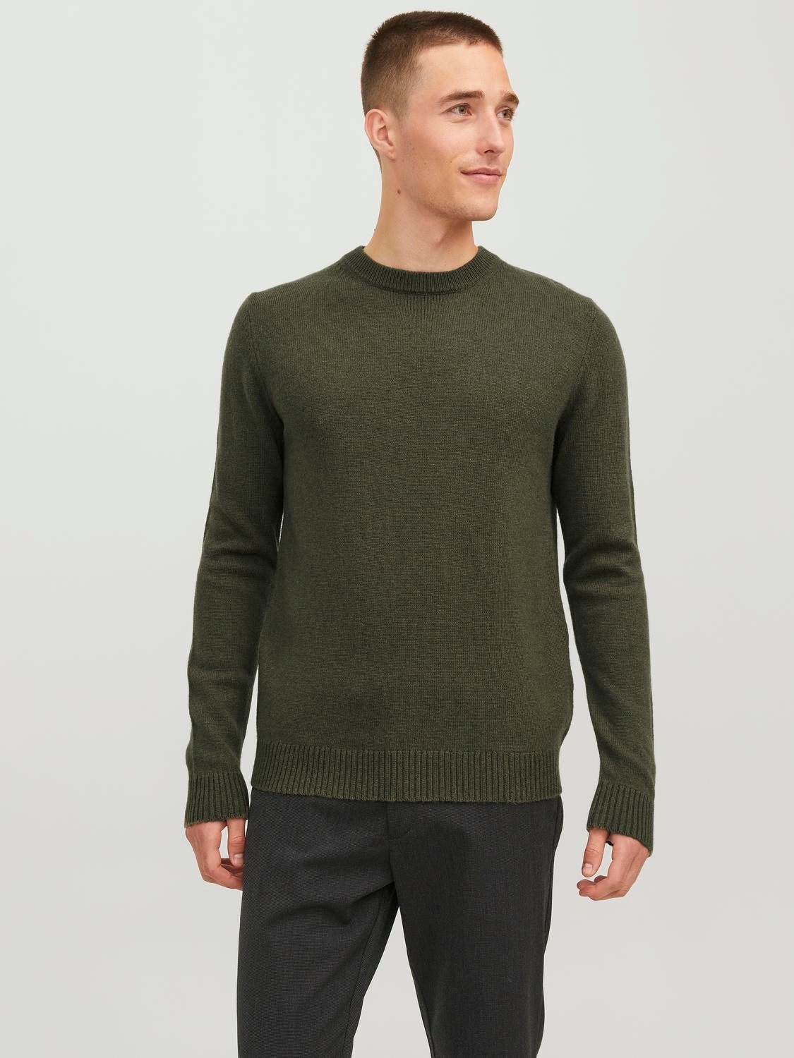 Einfarbig Strickpullover