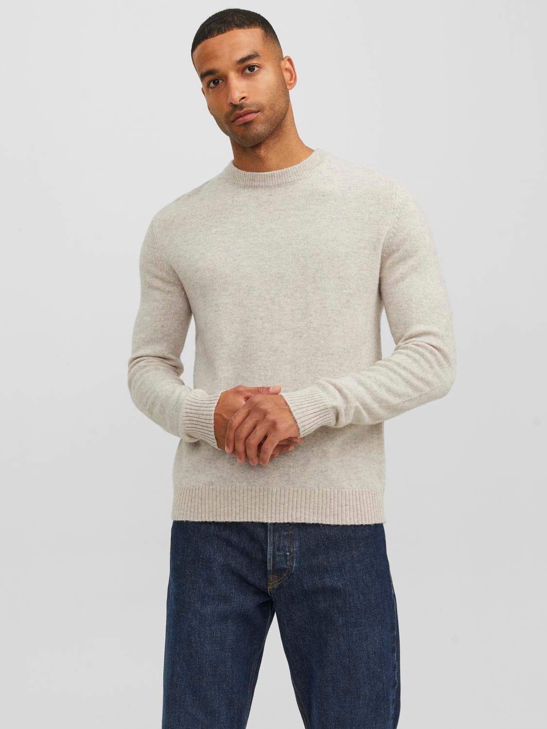 Einfarbig Strickpullover