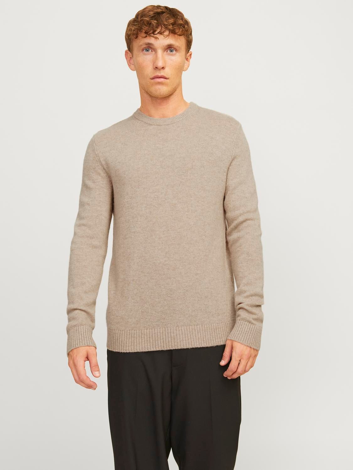 Einfarbig Strickpullover