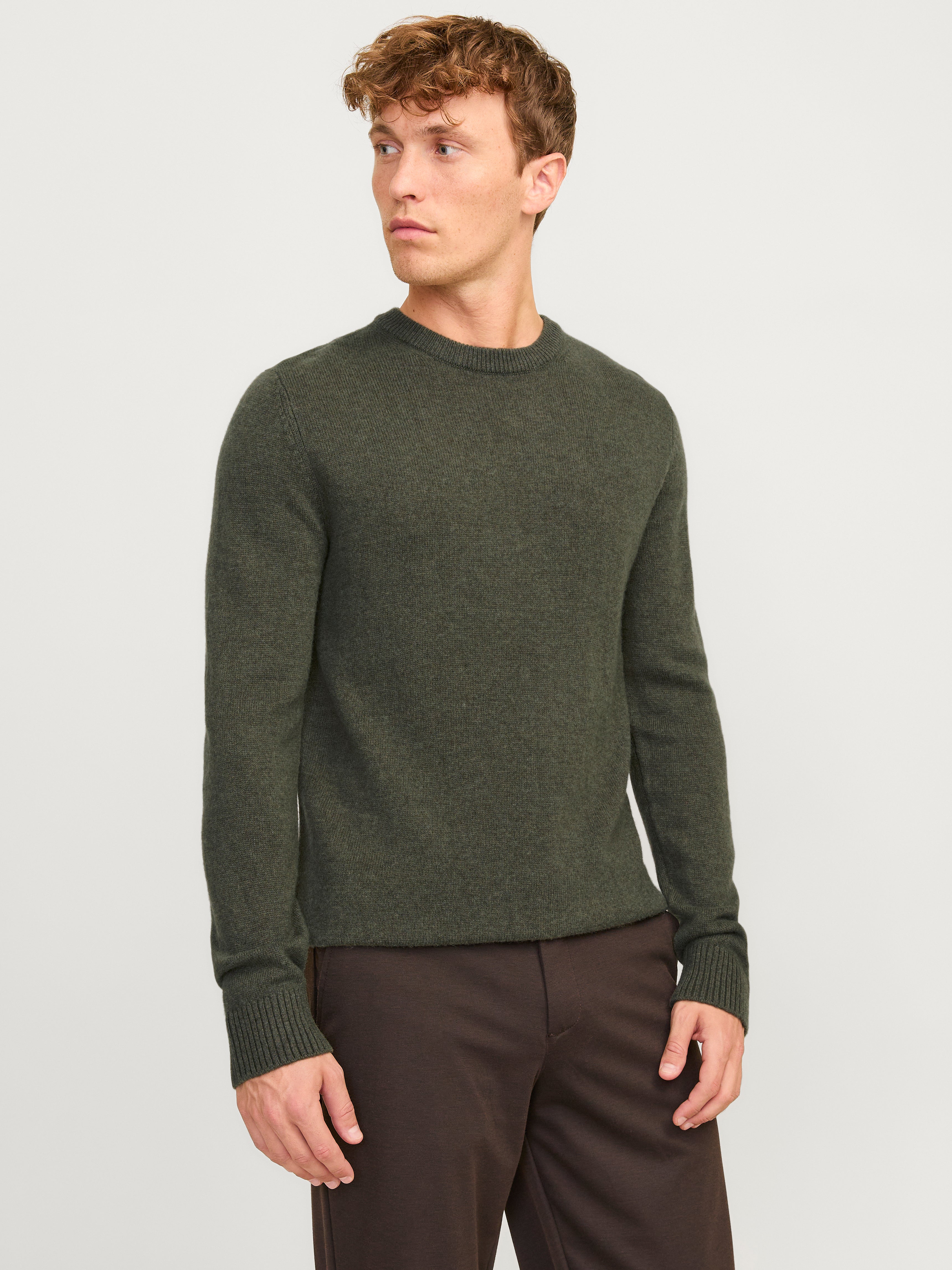 Einfarbig Strickpullover