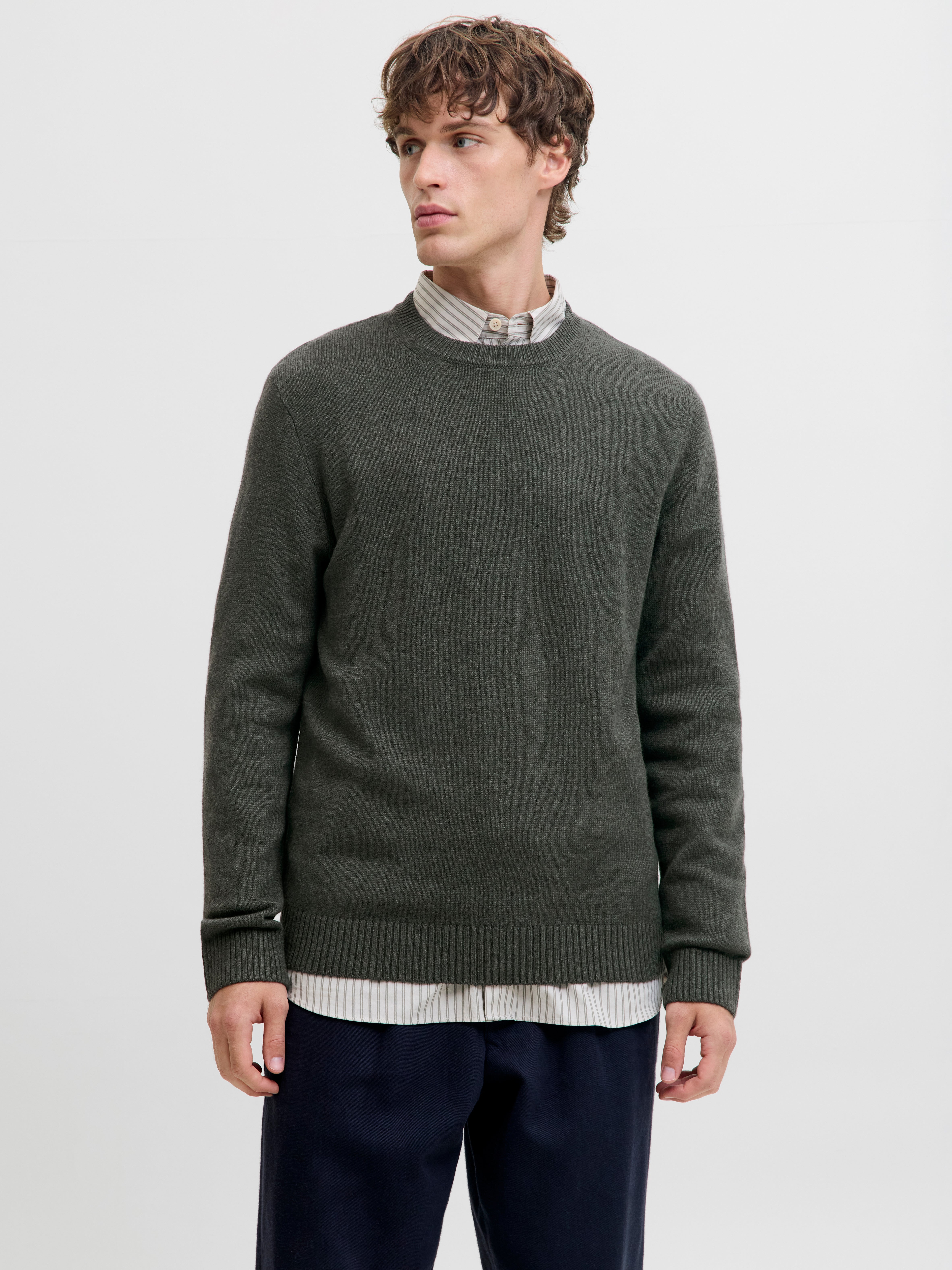 Einfarbig Strickpullover