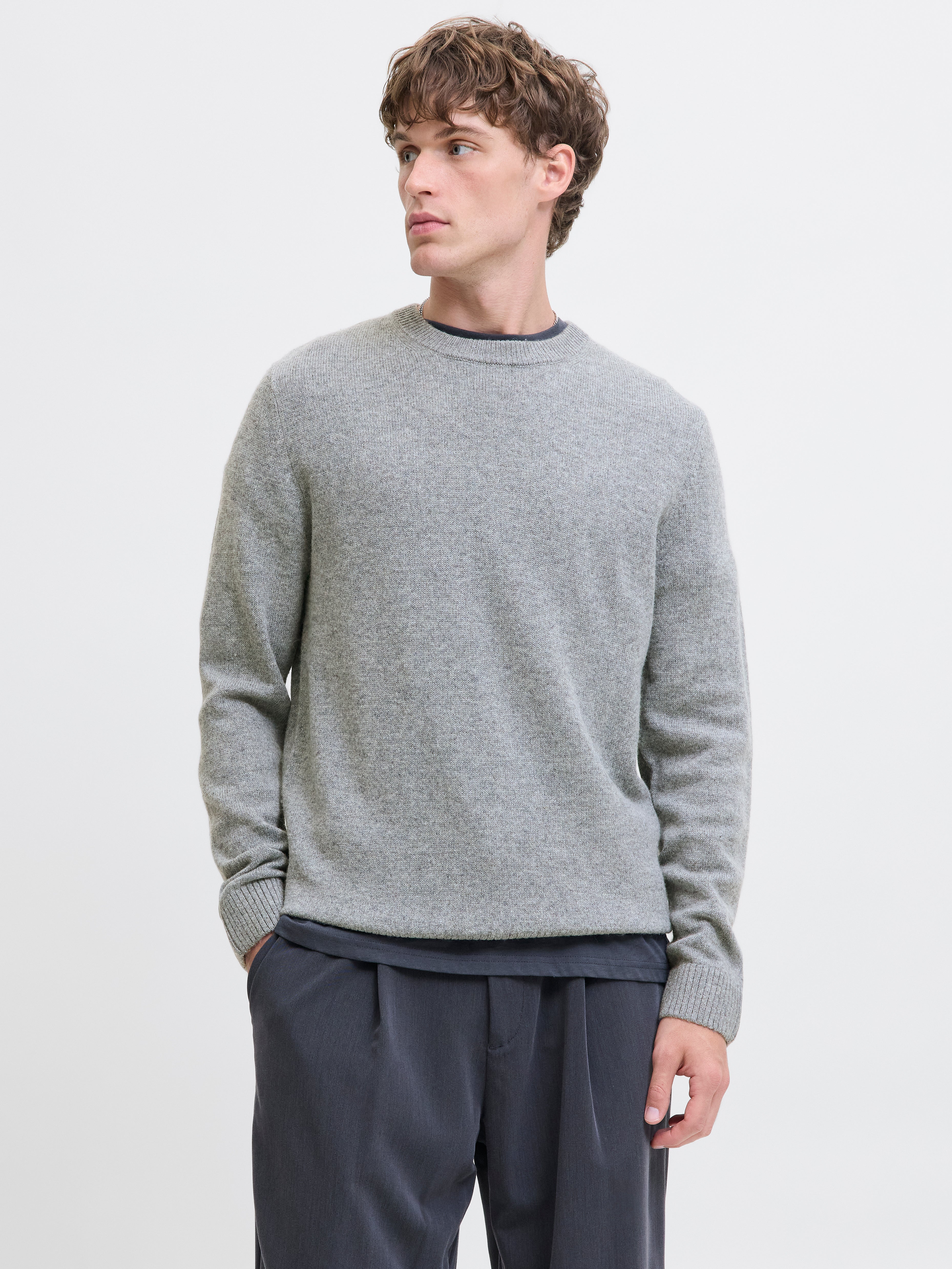 Einfarbig Strickpullover