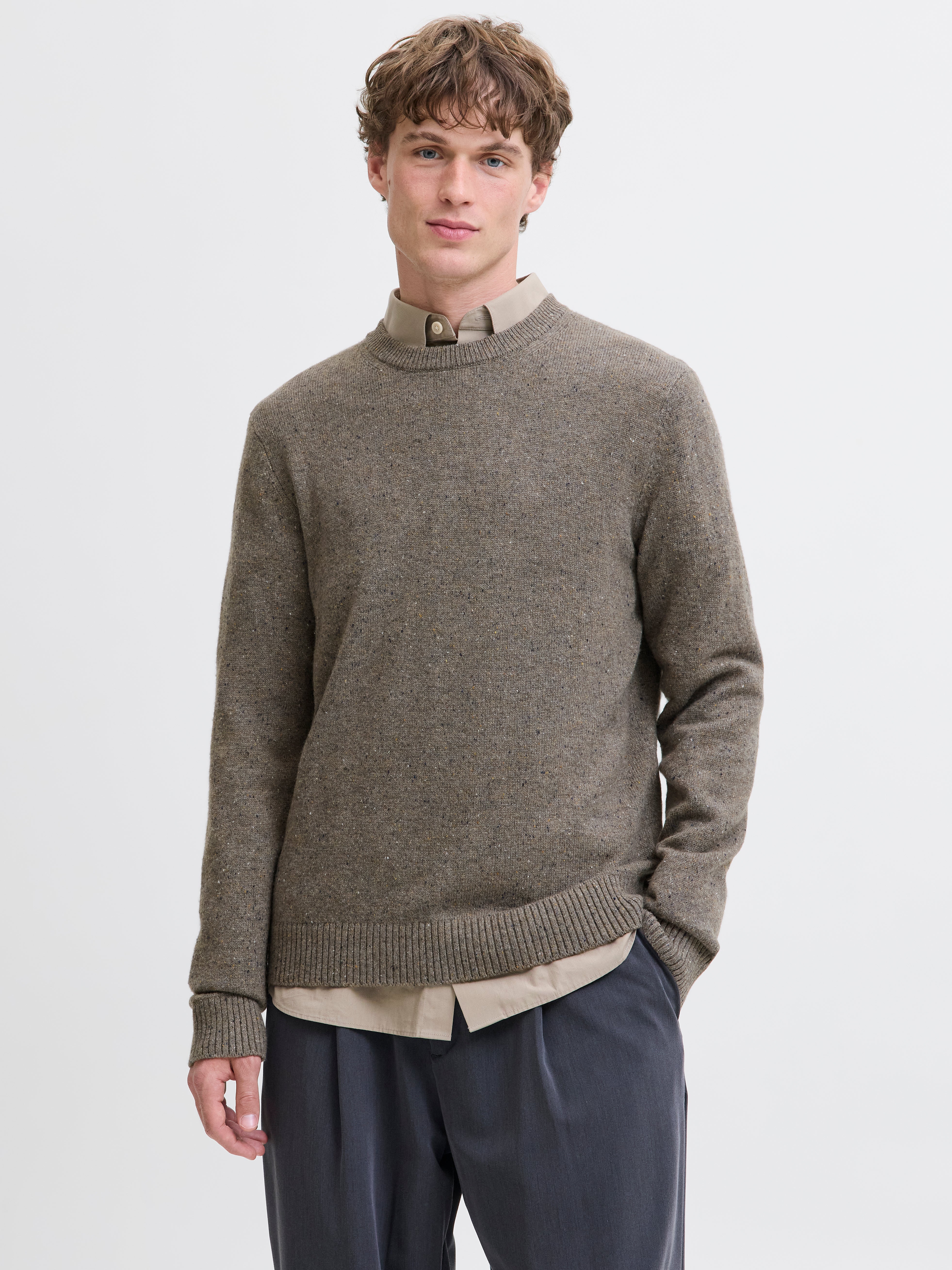 Einfarbig Strickpullover
