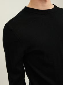 Jack & Jones Enfärgat Crewneck Stickad tröja -Black - 12216817