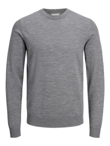Jack & Jones Einfarbig Strickpullover -Grey Melange - 12216817