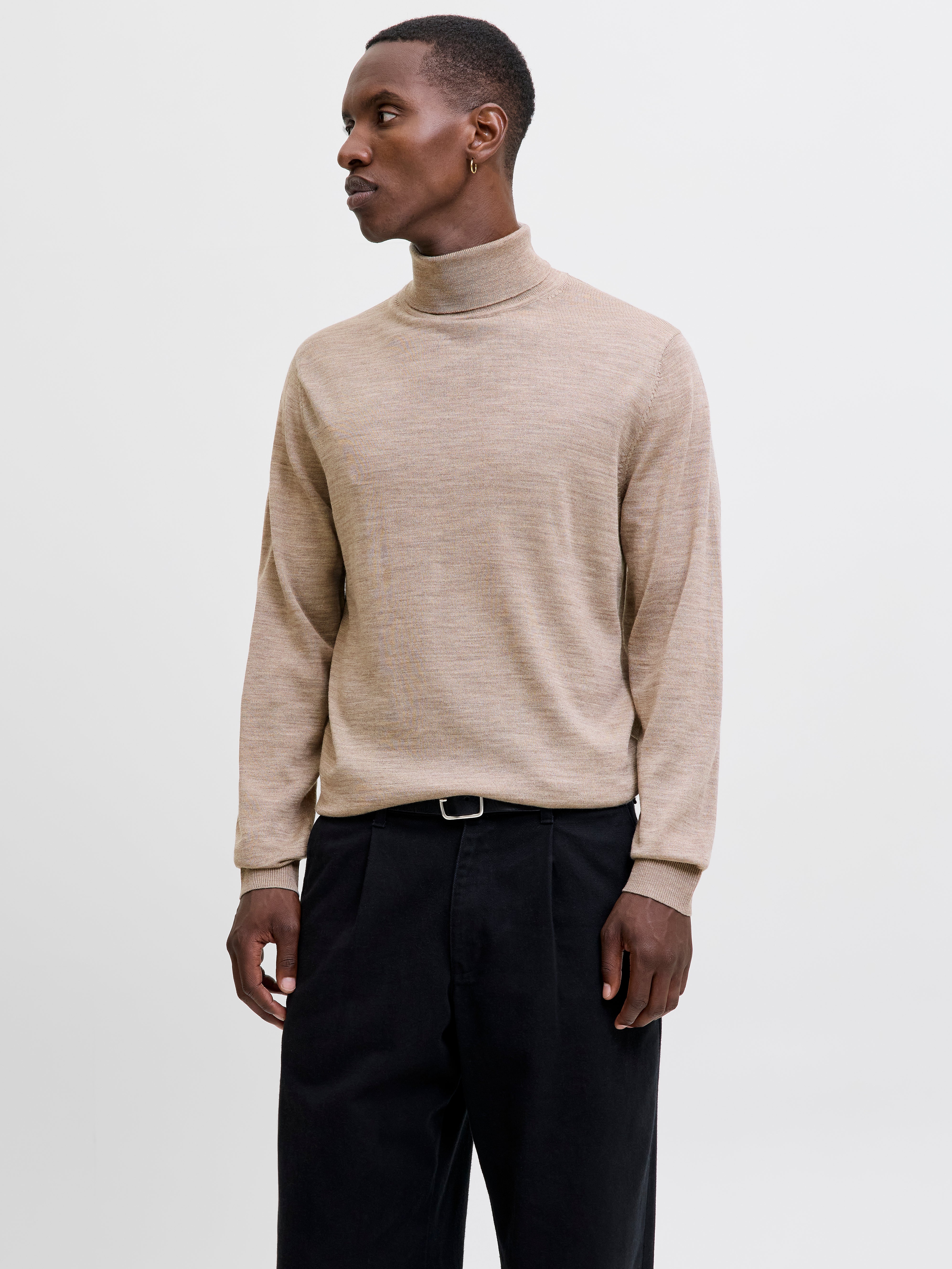 Einfarbig Rollkragenpullover