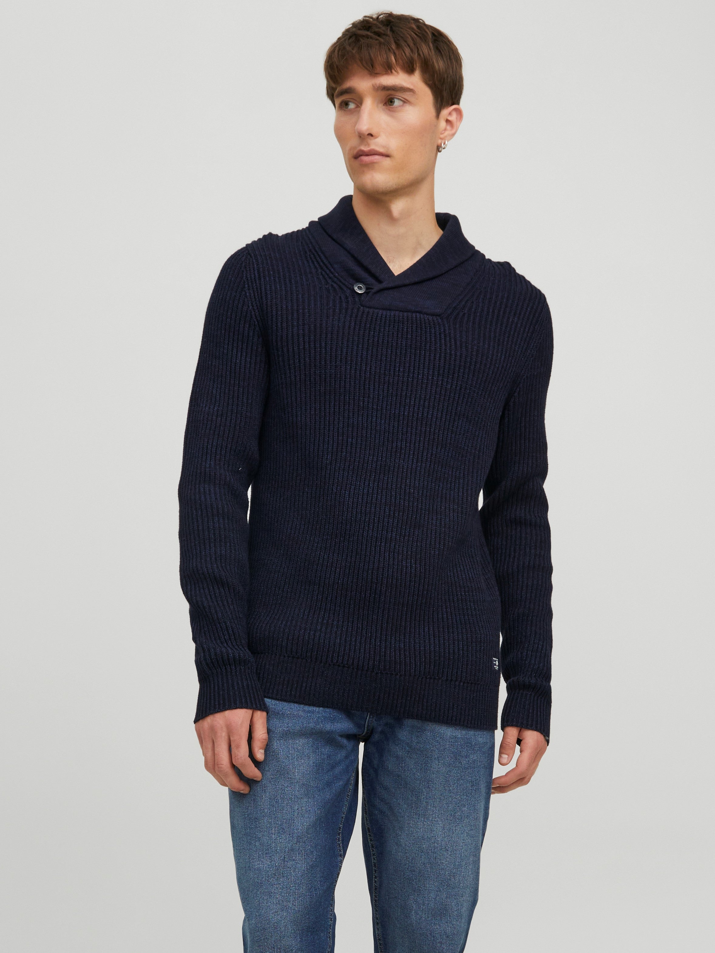 JACK & JONES Jjehill-Cuello de Punto Jersey, Azul/Detalle: Twist, L para  Hombre: : Moda