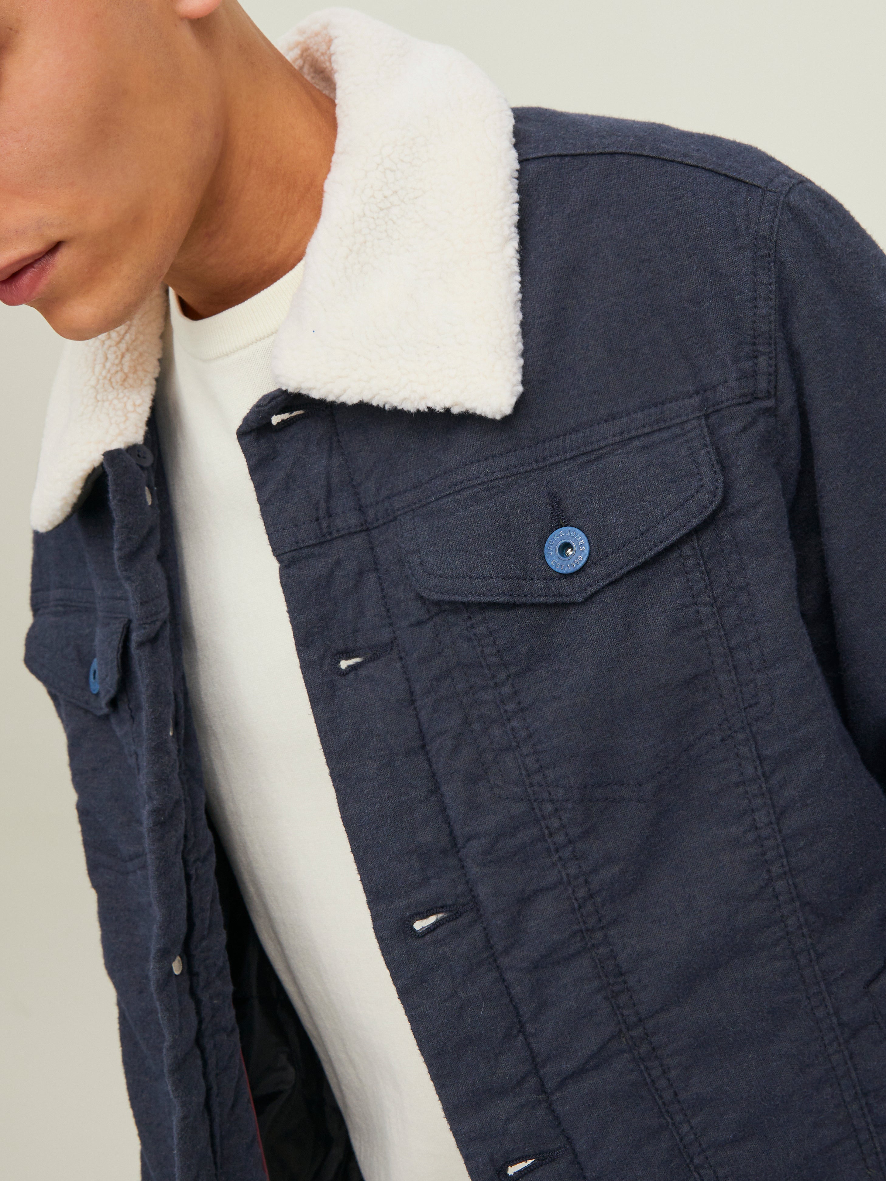 Sherpa-lined collar Jacket | Dark Blue 