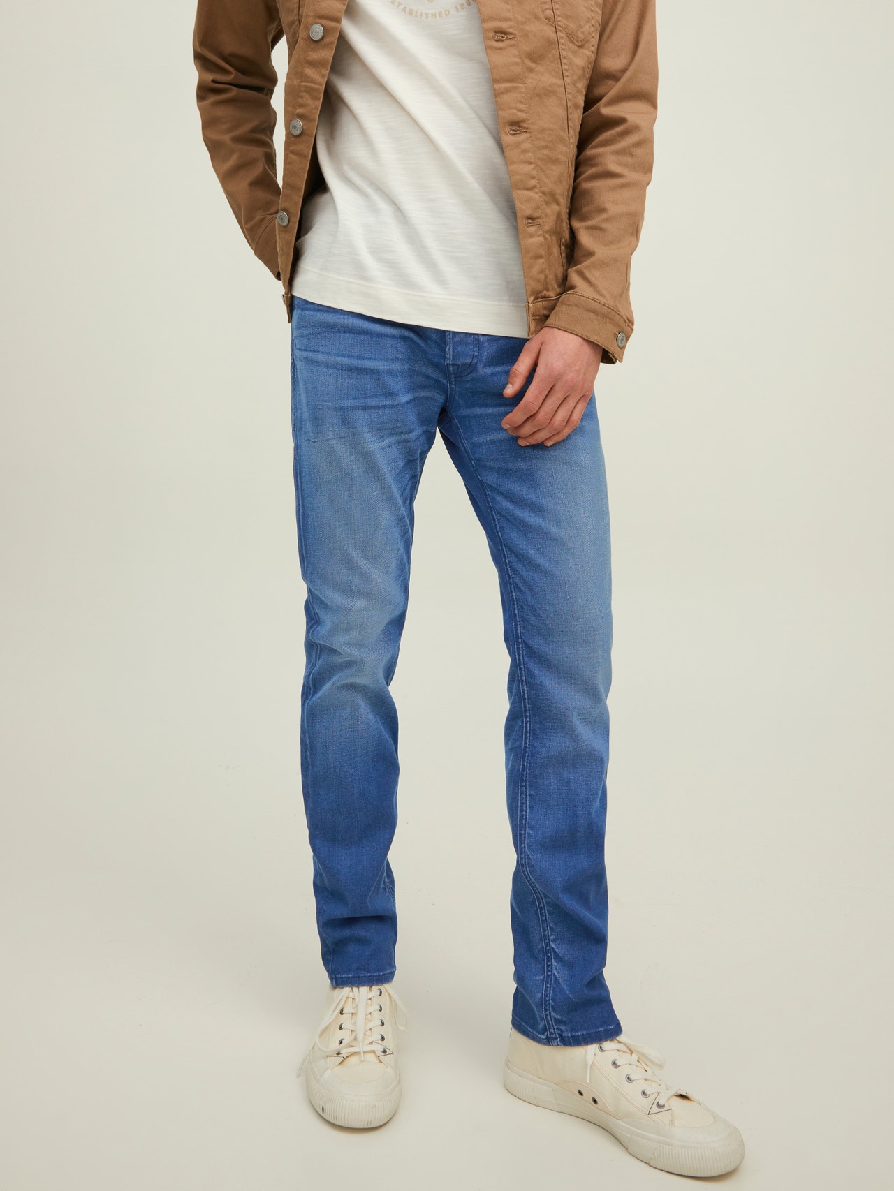 Jack & Jones JJITIM JJOLIVER JOS 419 LID Slim Straight Fit jeans -Blue Denim - 12217104