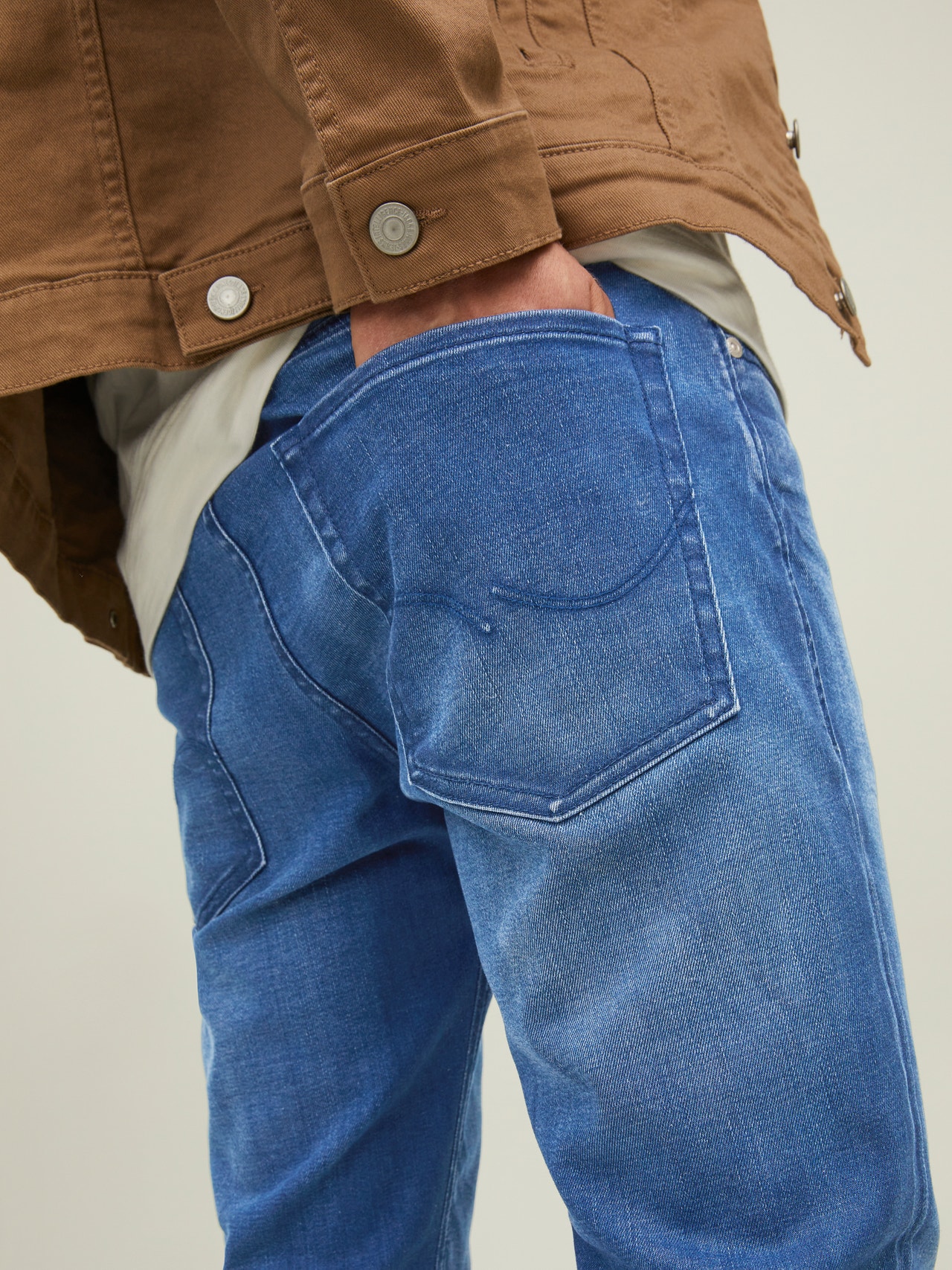 Jack & Jones JJITIM JJOLIVER JOS 419 LID Slim Straight Fit jeans -Blue Denim - 12217104