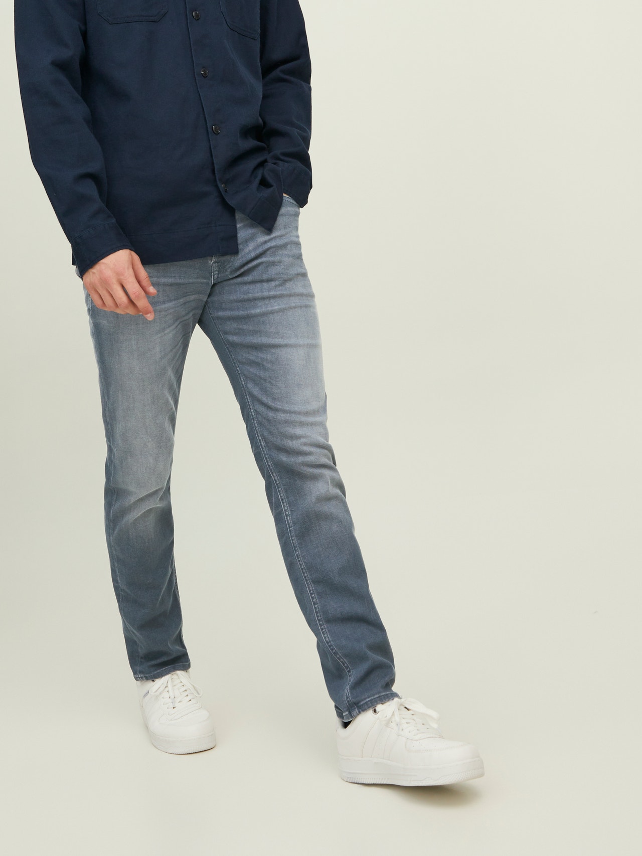 Jack & Jones JJITIM JJOLIVER JOS 319 Jeans corte slim straight -Grey Denim - 12217105